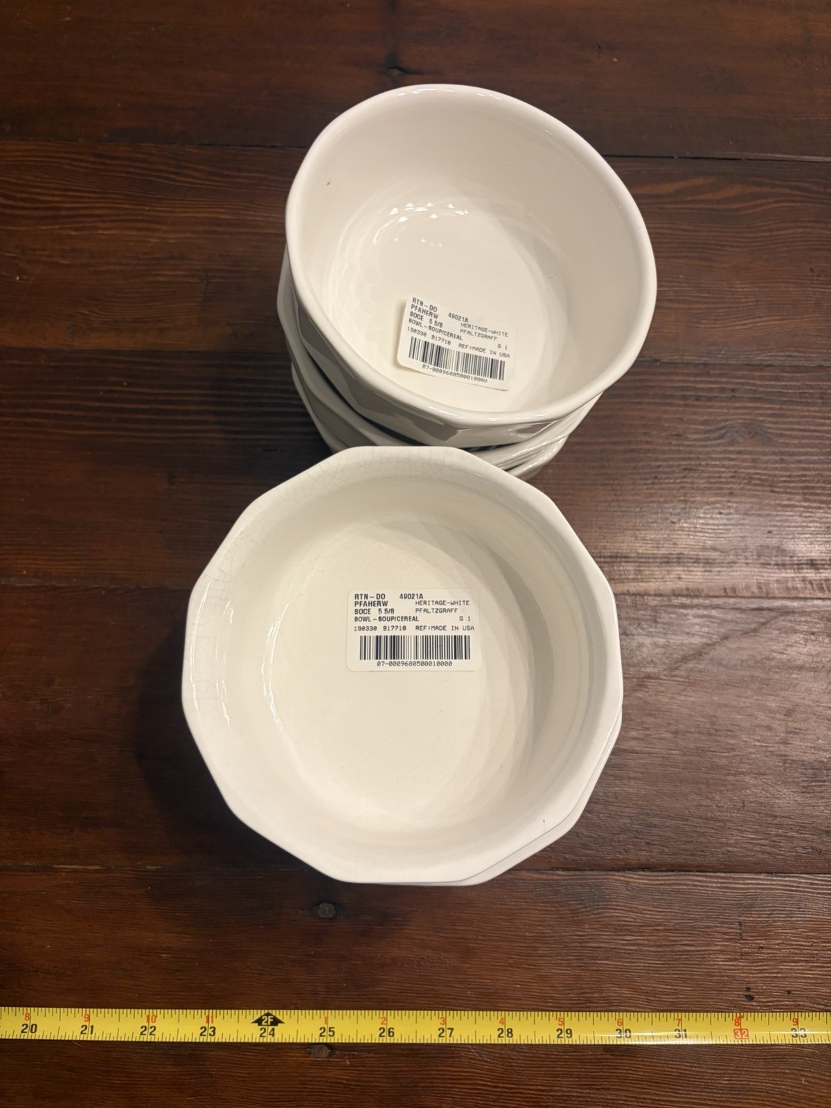 Set of 6 Pfaltzgraff Heritage White Octagonal 5.5″ Soup/ Cereal Bowls 14