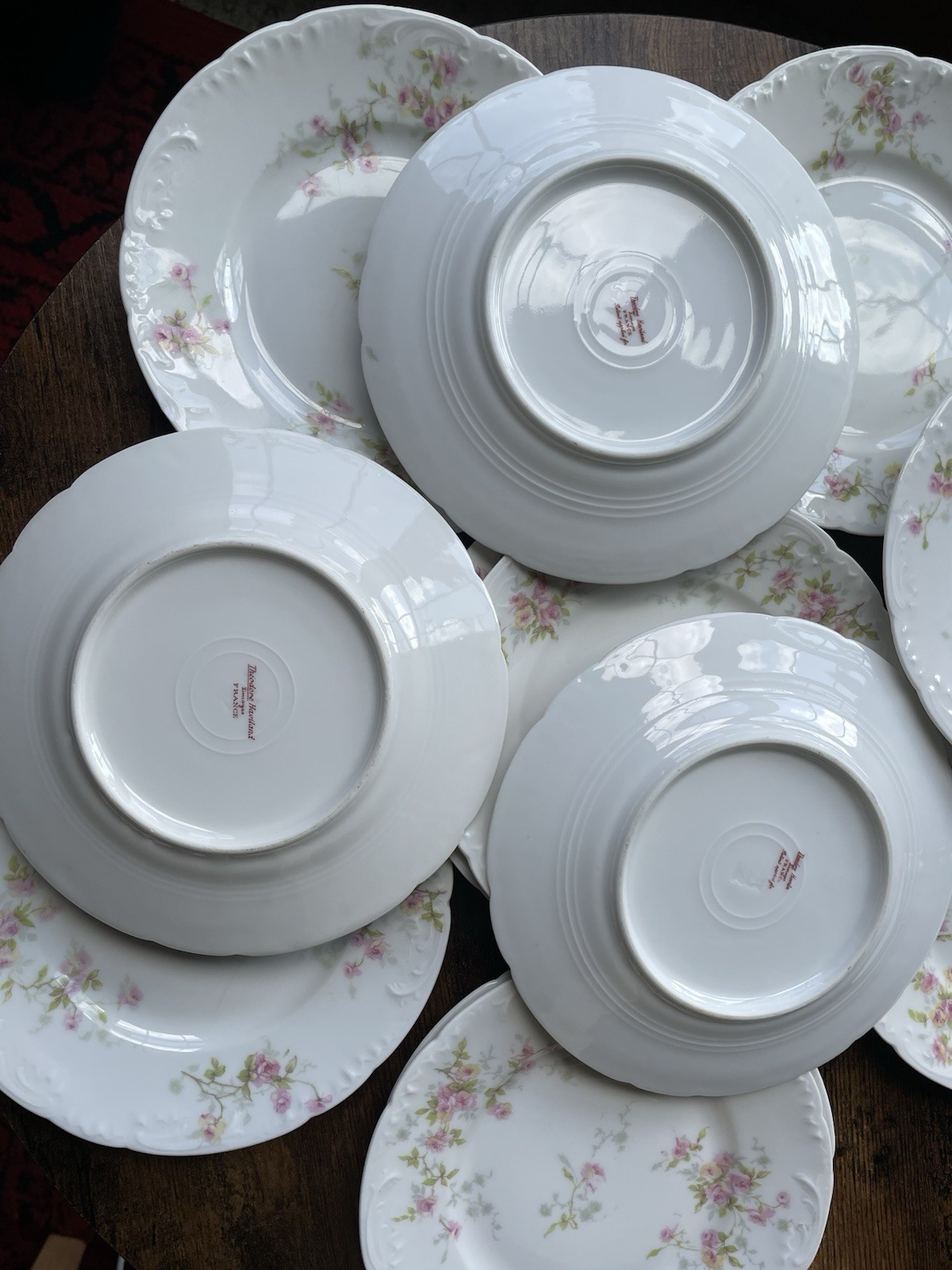 12 DESSERT PLATES Schleiger 150-5 Theodore Haviland Limoges Set Antique Floral