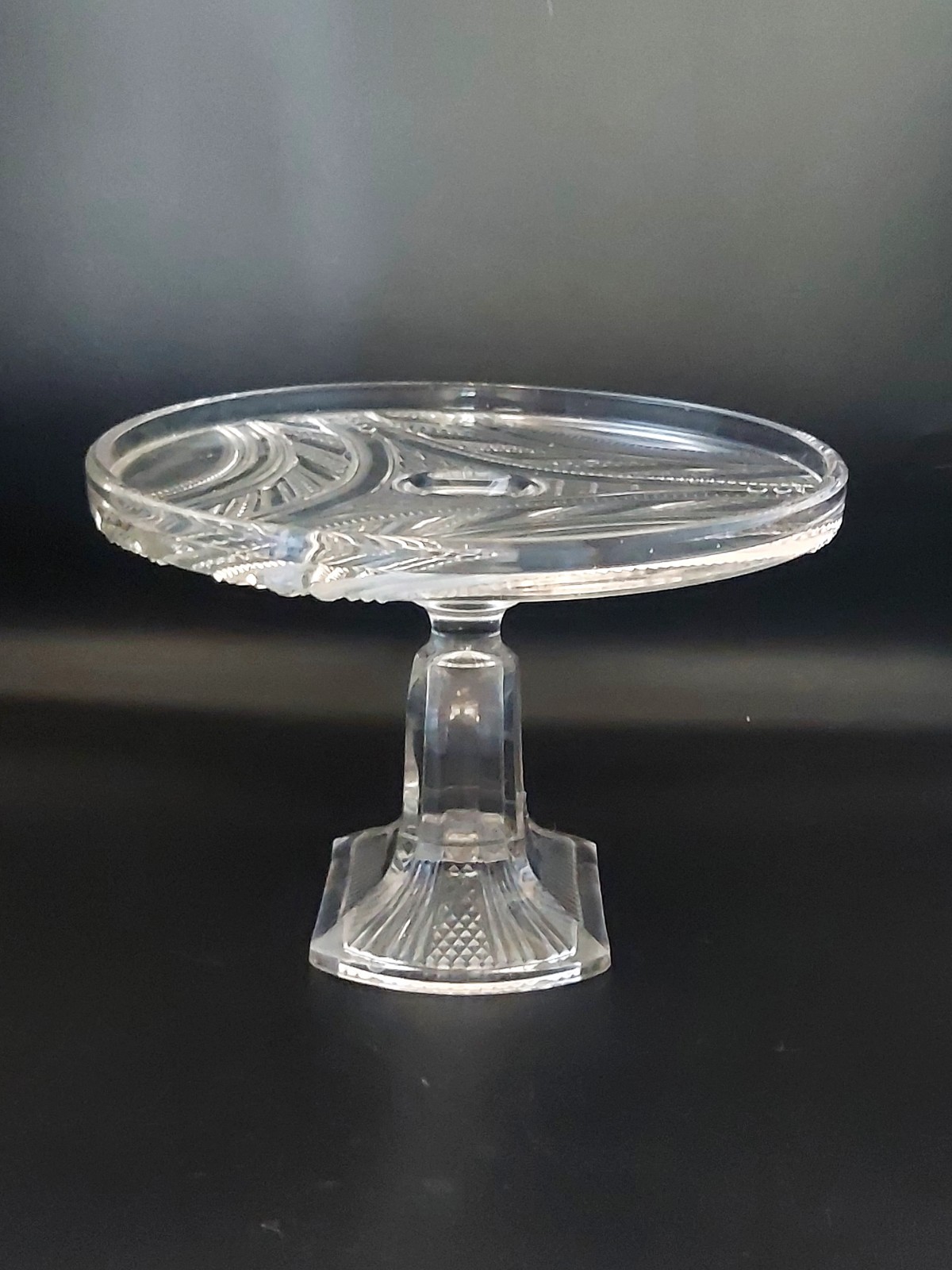 Antique EAPG Bryce Brothers Argyle Rare Oblong Pedestal Cake Plate C. 1880/1900s