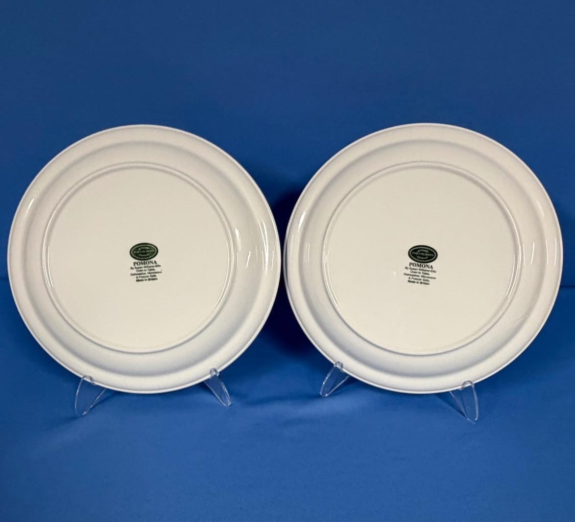 2 Portmeirion Pomona Goddess of Fruit The Hoary Morning Apple Dinner Plates EUC