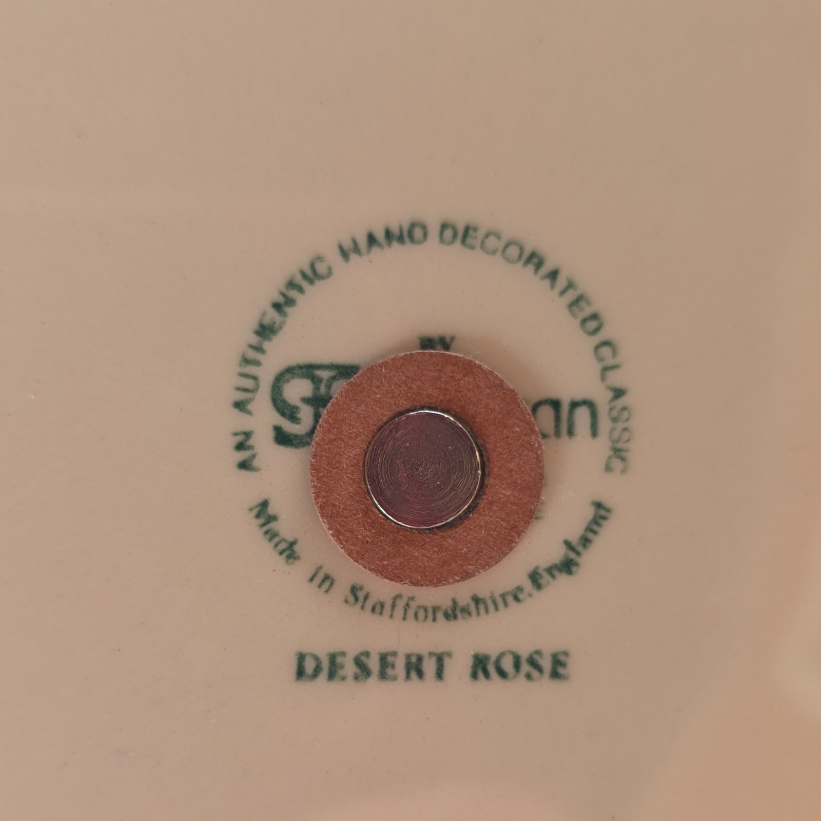 Franciscan Desert Rose Hand Painted Round Ceramic Plate White Pink Green