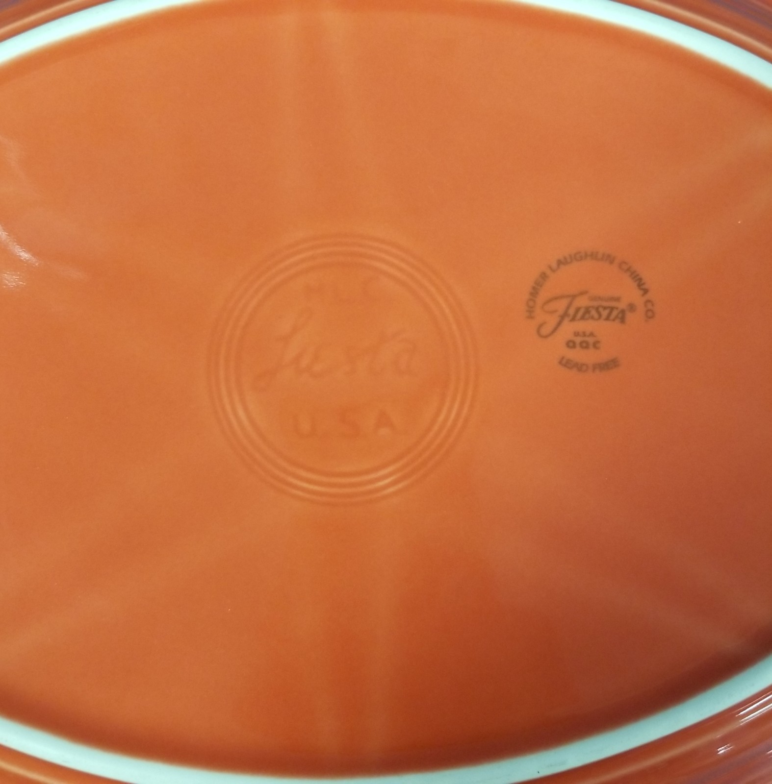 Printed & Embossed Logo Oval Fiesta Ware Serving Platter 13 3/4″ With Flaw
