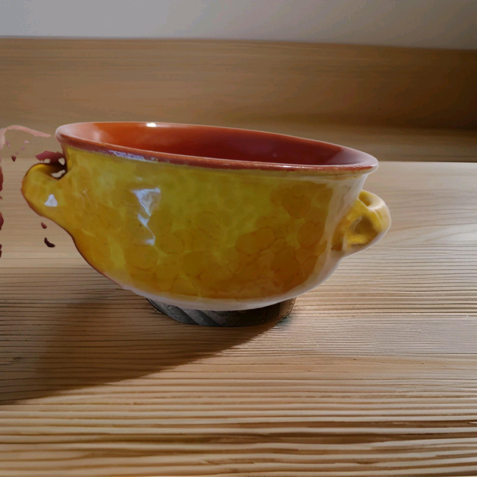 Authentic Italian Soup Bowl Yellow Hammered Look Finish 5.5″ Diameter 2.5″ High