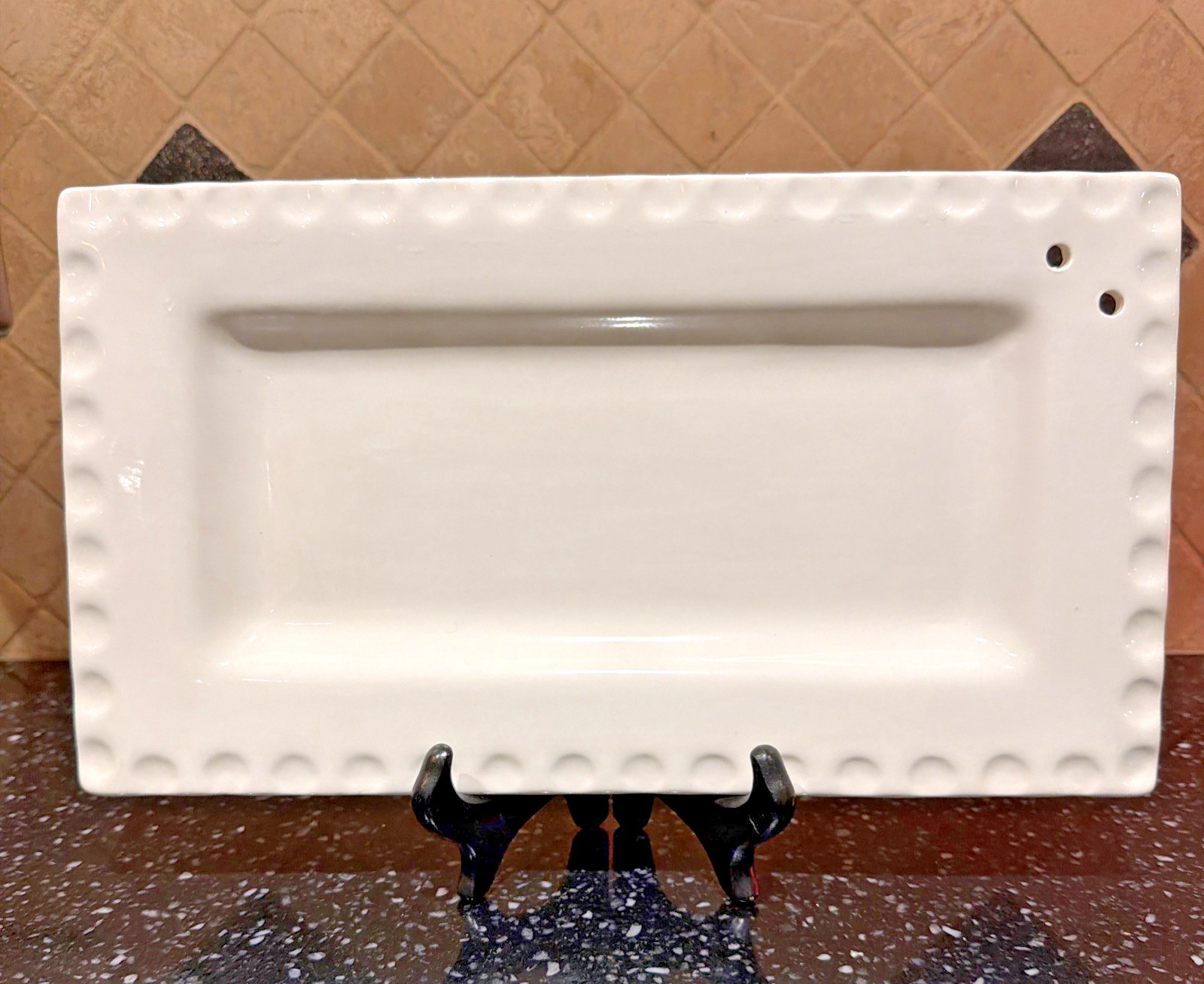 Southern Living Dress Me Up Rectangular Platter Holes to add Ribbon 13.75″x7.75″