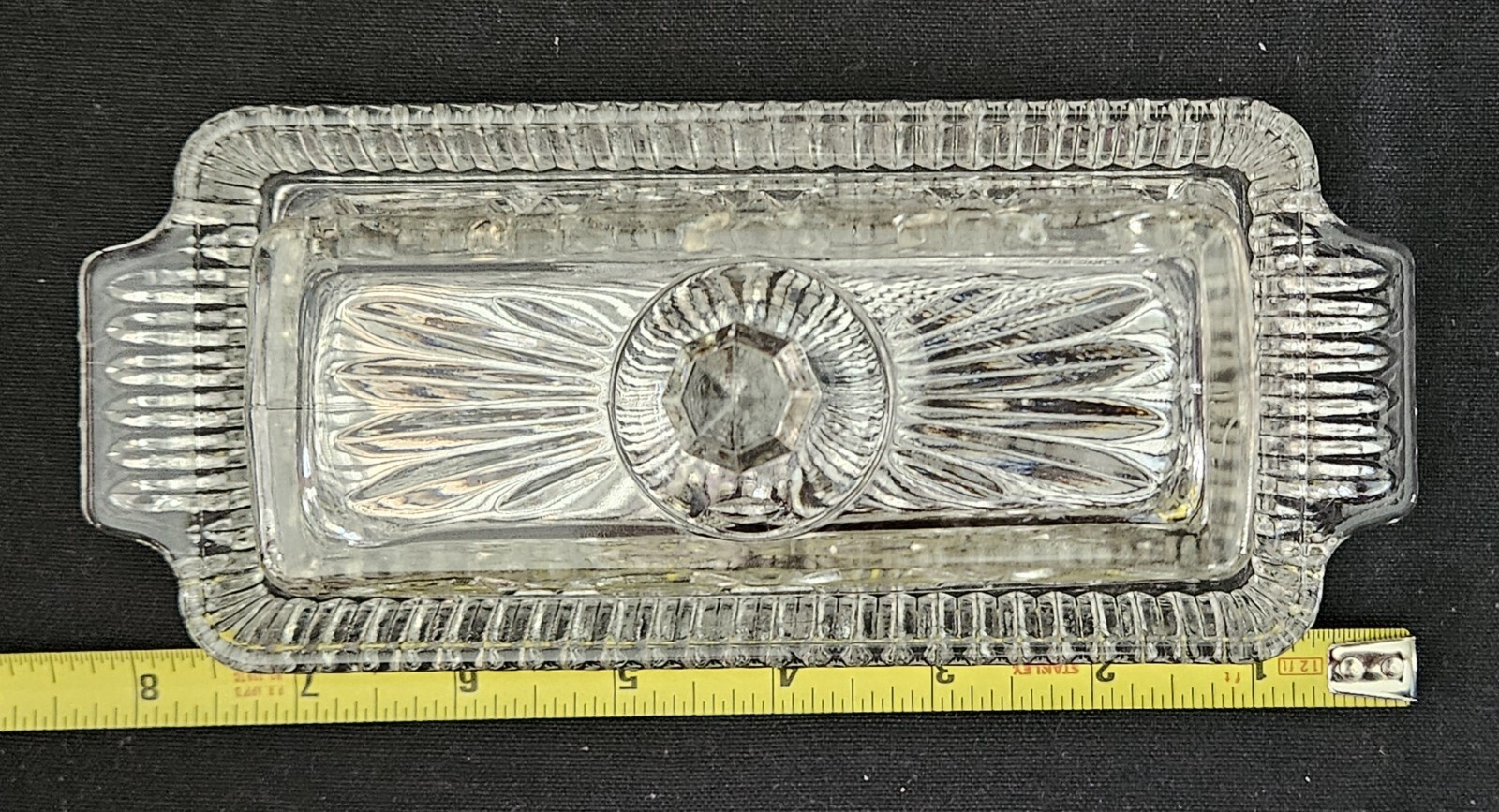 Vintage FEDERAL Glass WINDSOR Butter Dish With Lid and Small Serving Tray Clear