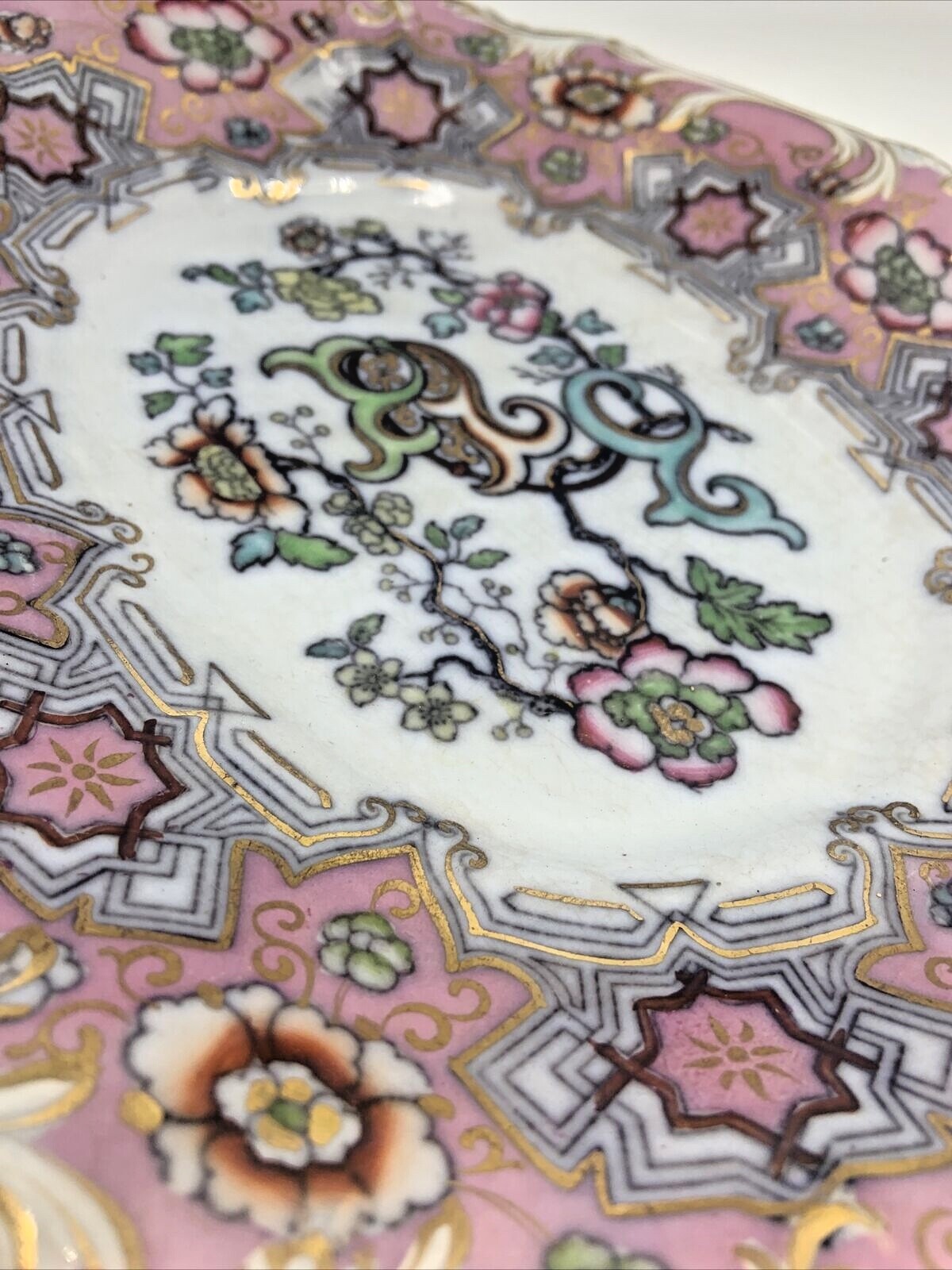 Antique French China Company Decorative Dish Ohio Hand Painted Oval Platter
