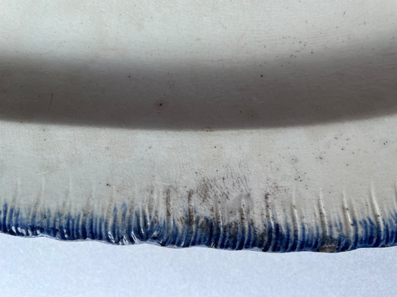 Antique Marked Adams Staffordshire Blue Feather Edge Platter 14-3/4” x 11-5/8”