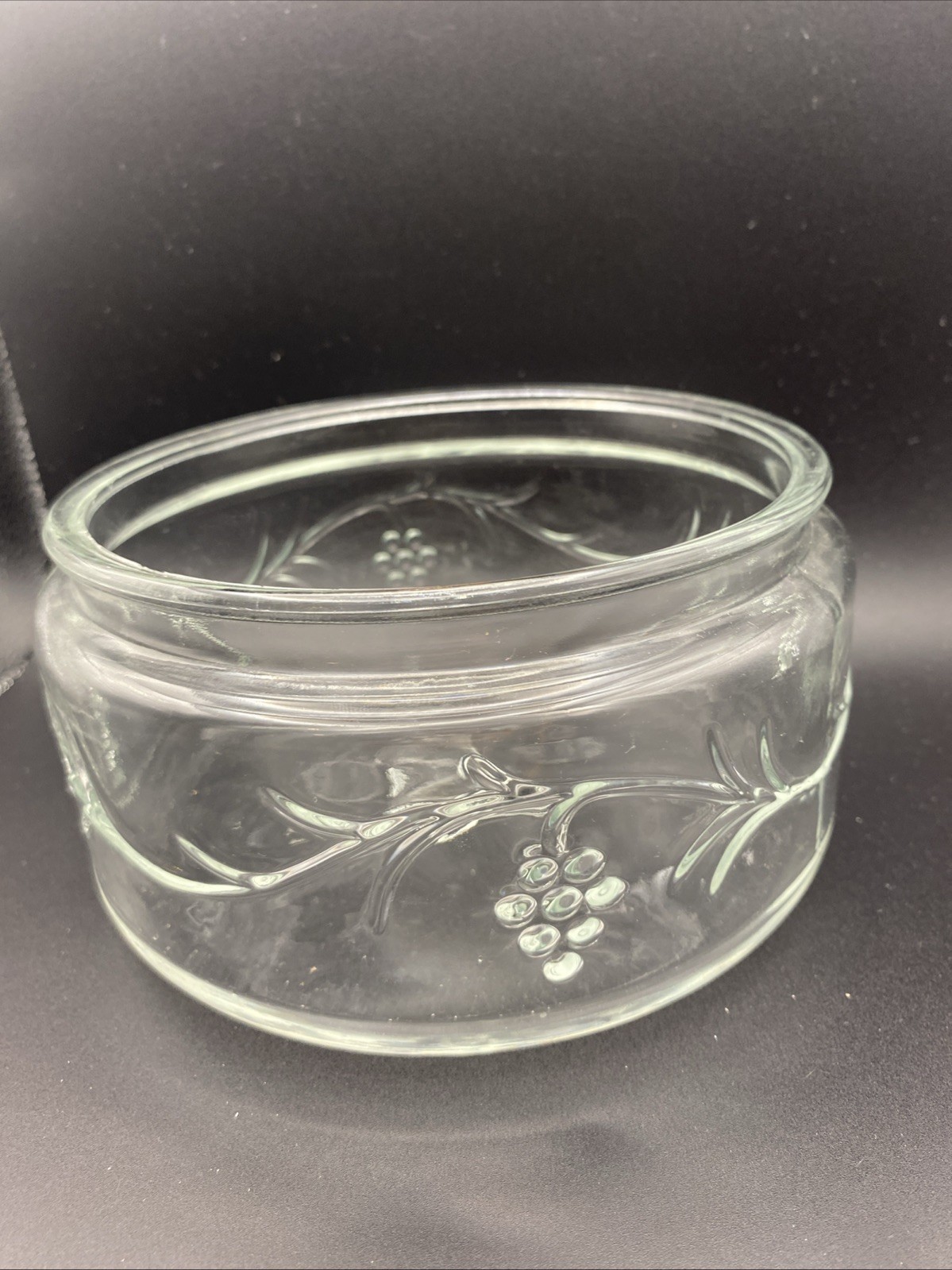 Vintage Clear Glass Grapevine Embossed Bowl 6” Floral Vine Replacement Dish