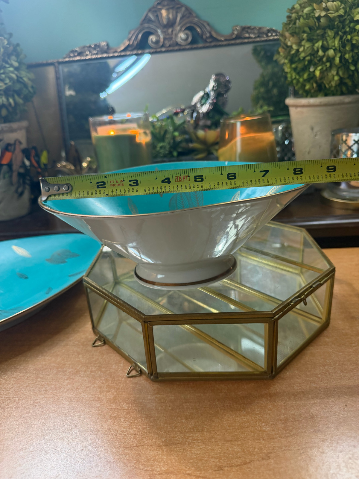 Vintage. MCM, Bareuther Bavaria Home Decor Bowl and Tray, Turquoise, **READ**