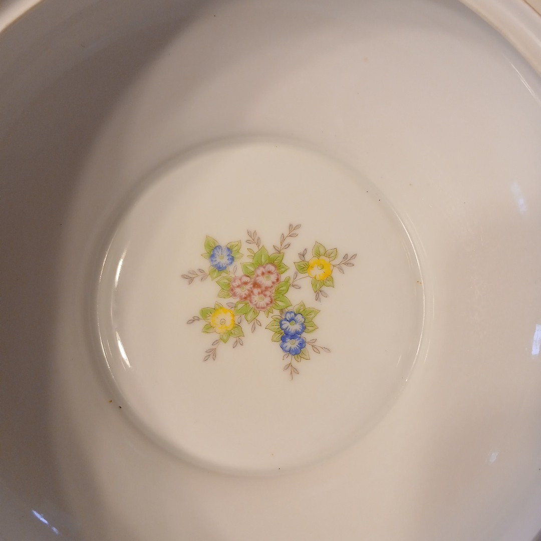 Vintage Covered Dish Made In Japan Mint Green Pink Blue Flowers No Chips Or Cra