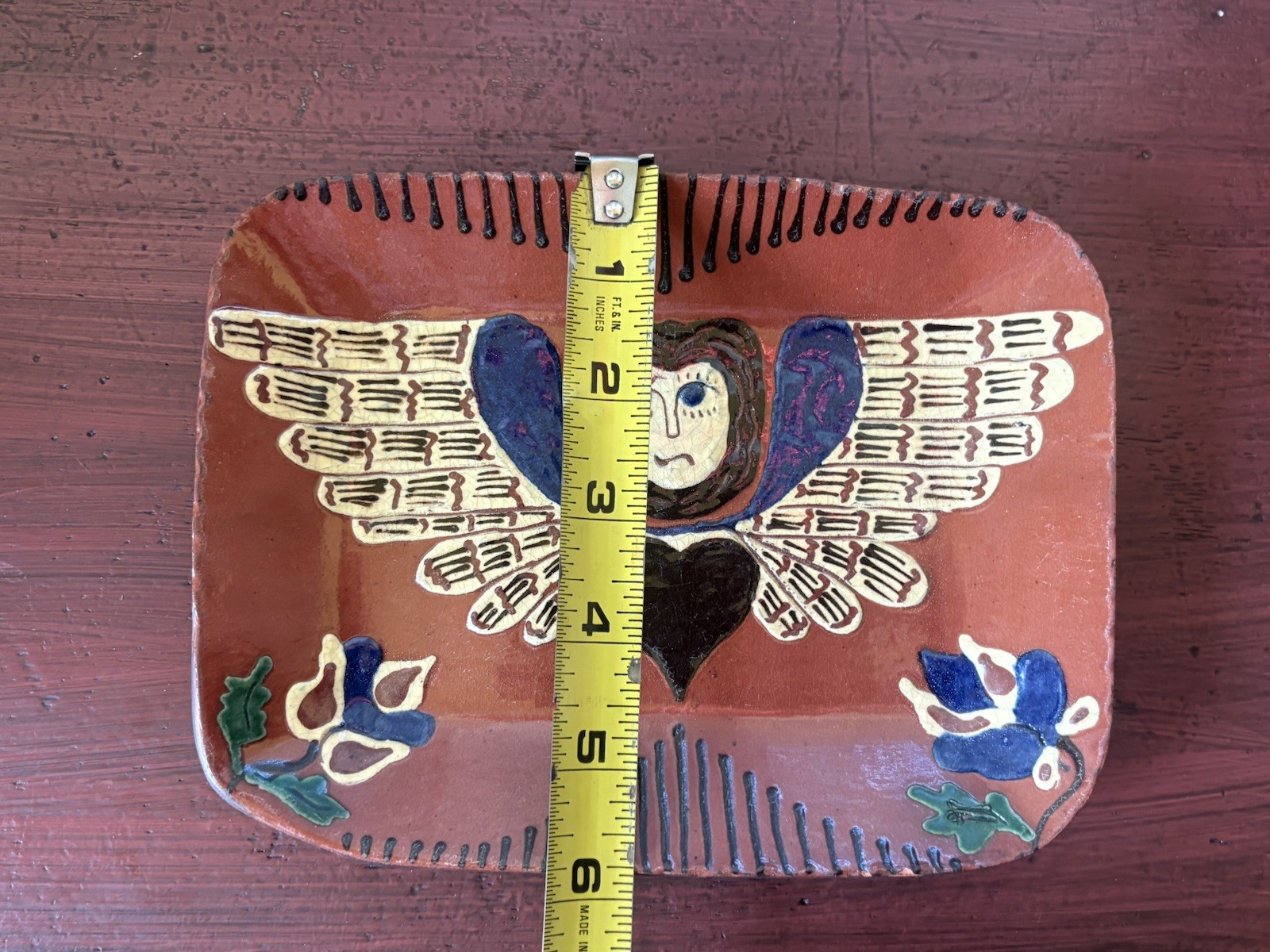 Turtlecreek Potters Angel Heart Flowers Decorative 7.5″ Plate, Betty Lou 2002