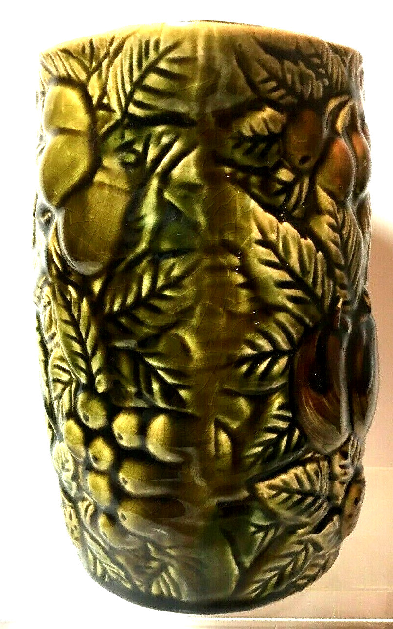 Vintage Ceramic Pitcher With Fruit and Leaves Japan Made, Cottagecore 7 inch