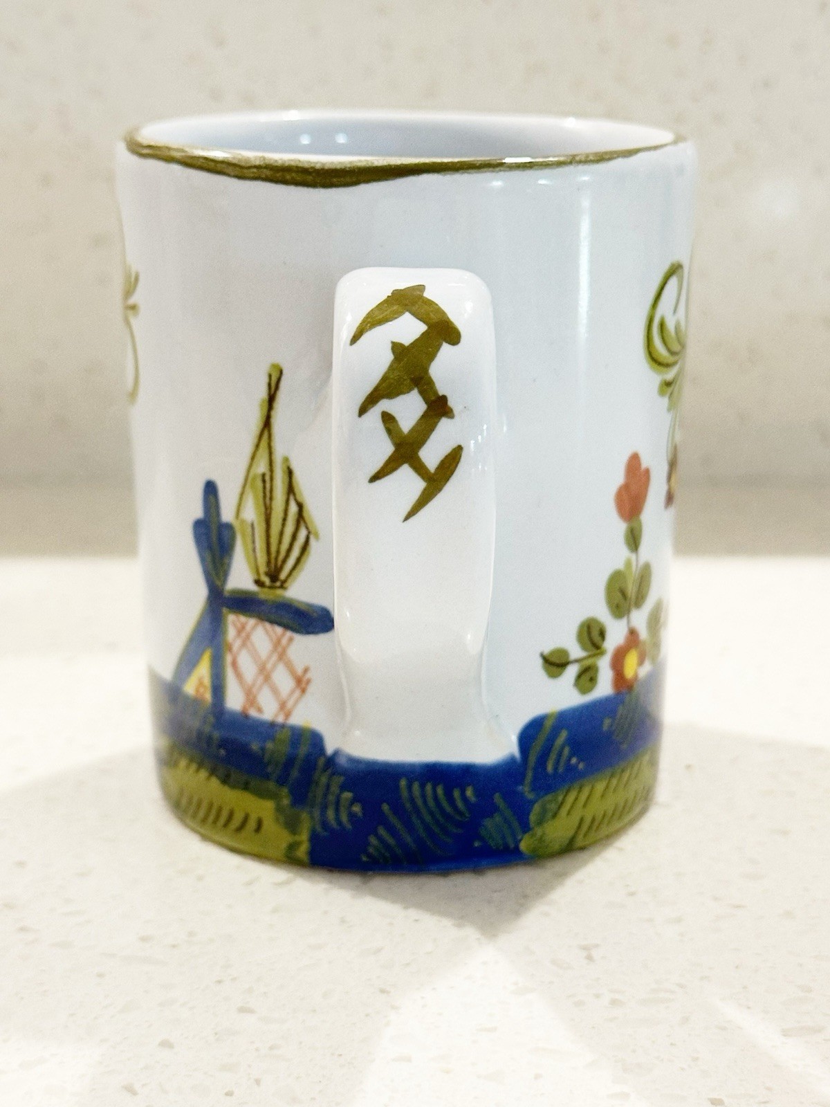 FAENZA Garofano Blue Carnation 4” Tall Mug Italy