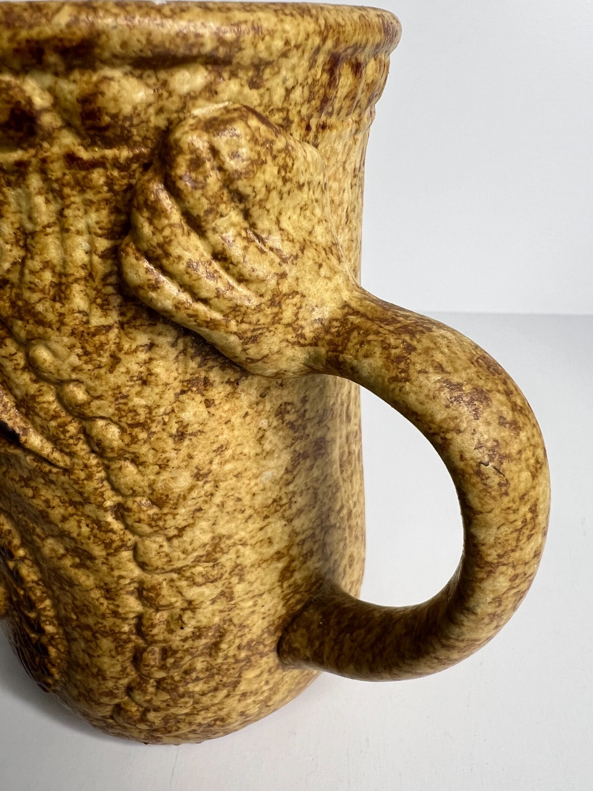 Ugly Funny Face 3D Coffee Beer Mug Art Pottery Stoneware Studio Art Eyebrows