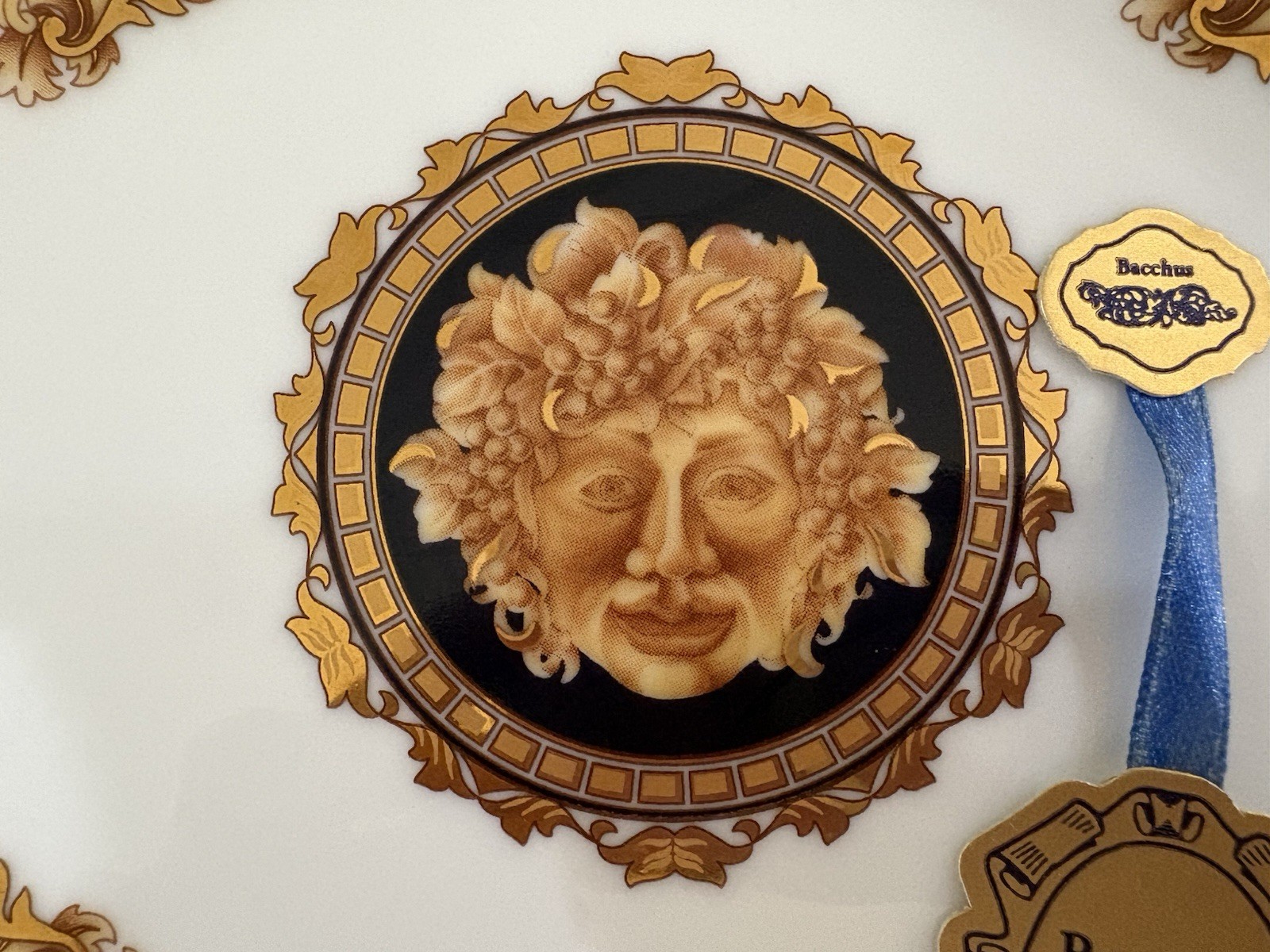 Vintage Limoges France Bacchus Oval Serving Dish Pierced Gold Trim Porcelain