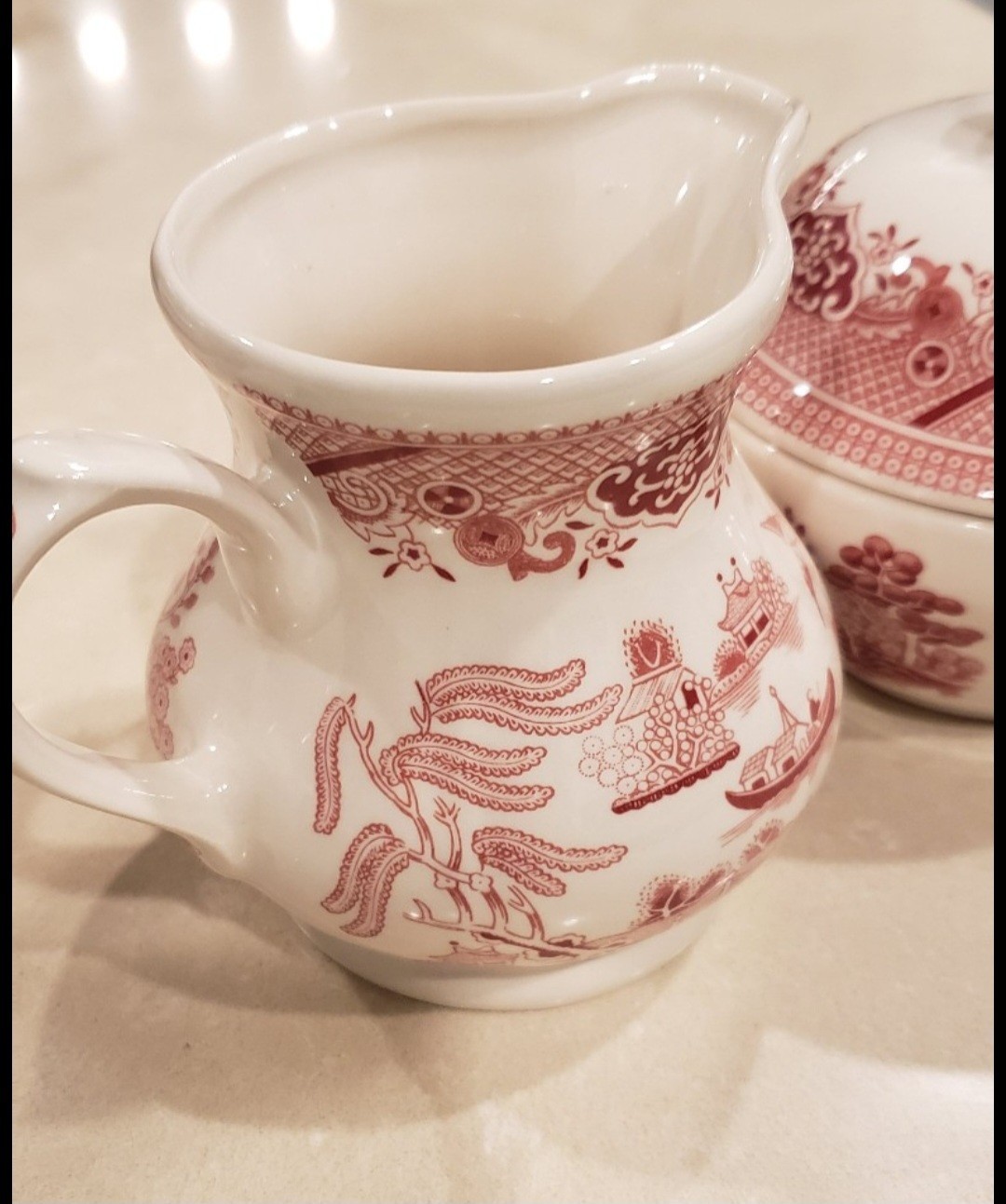 Willow Rosa Pink Churchill creamer and Sugar bowl Dishwasher Safe Microwave Safe