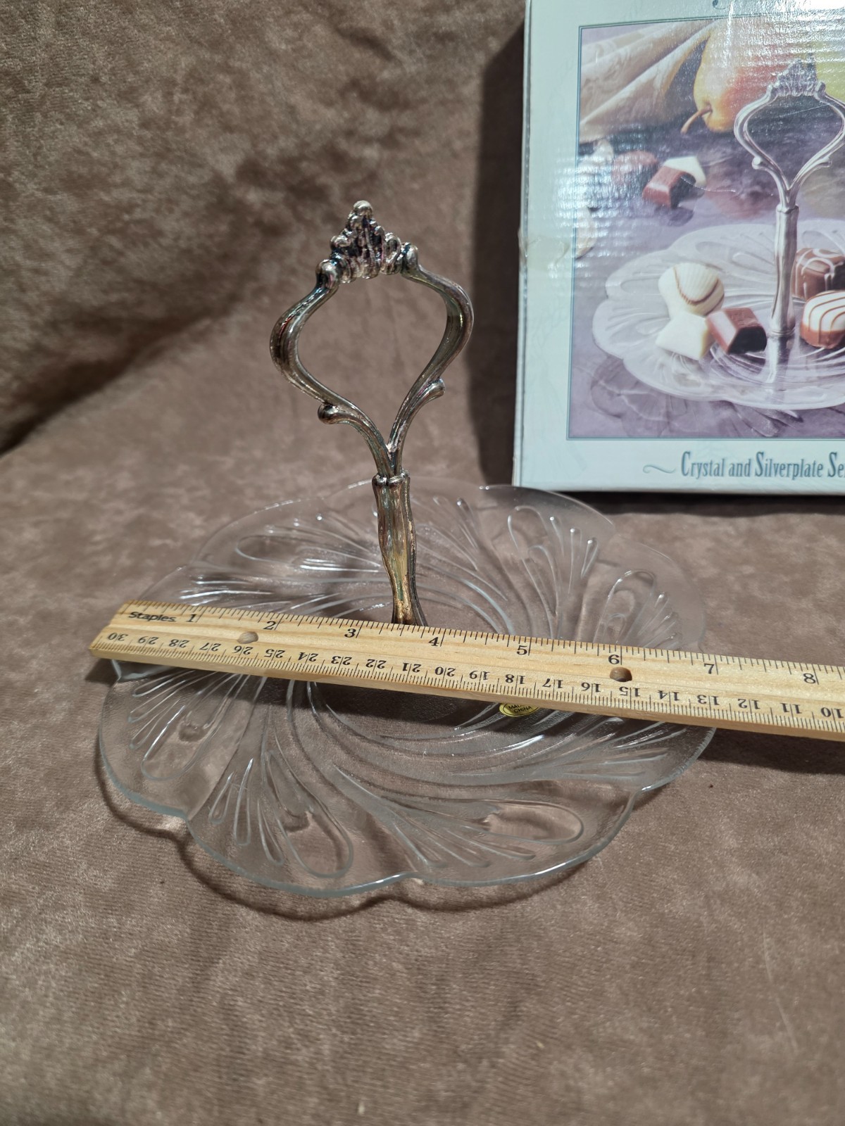 Kingsley Crystal Candy Food Server Handle in Middle