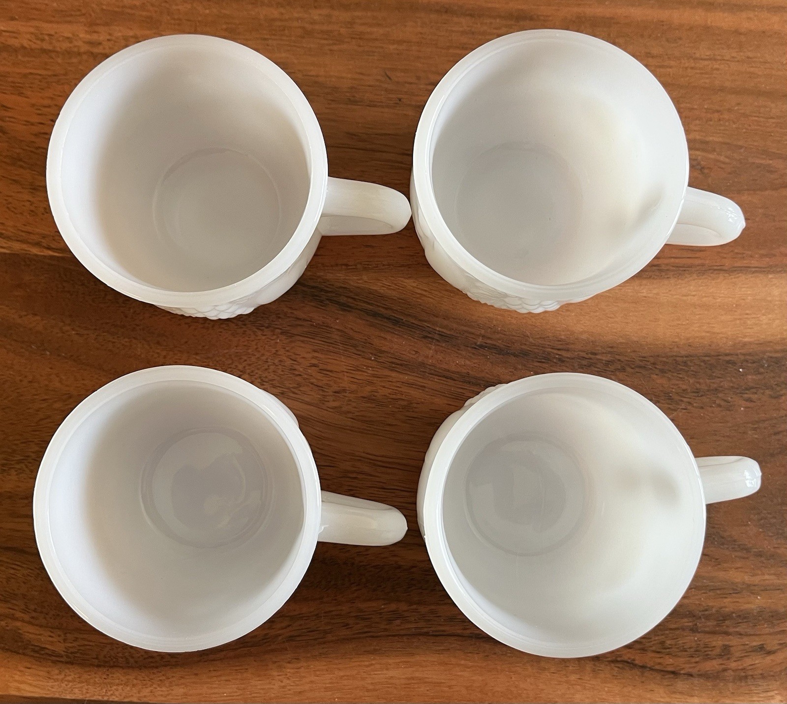 Vintage Jeannette Della Robbia Milk Glass Fruit Punch Custard Cups Set Of 4 Mugs