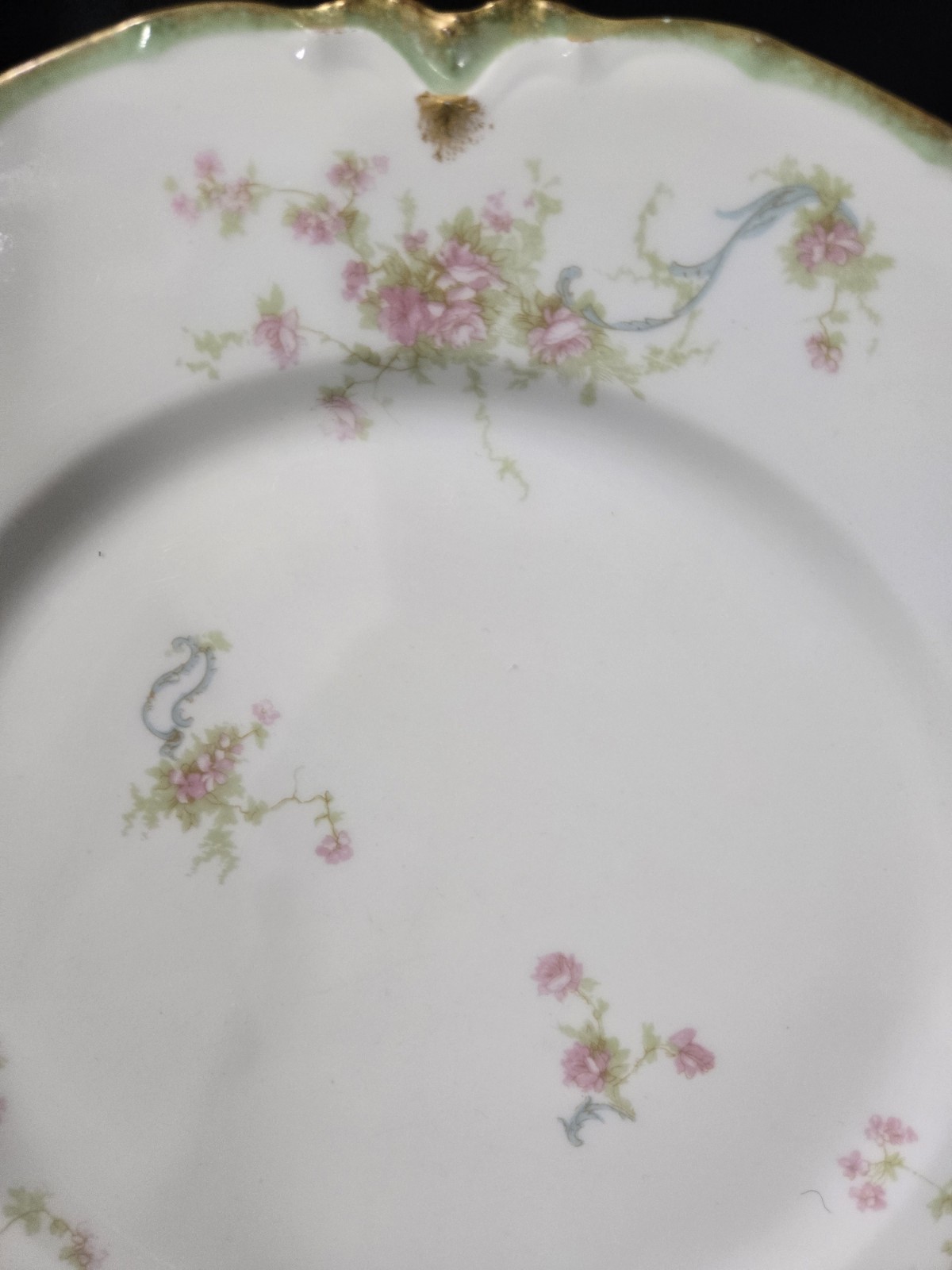 MINTANTIQUE Haviland Schleiger 57H Limoges Roses Blue Ribbons 5 Luncheon Plates
