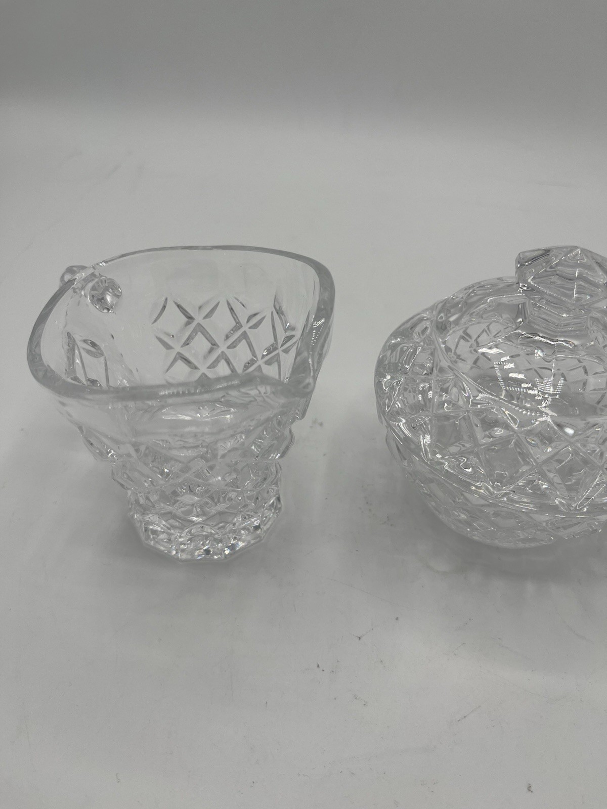 Vintage Pressed Glass Covered Sugar Bowl and Creamer Set