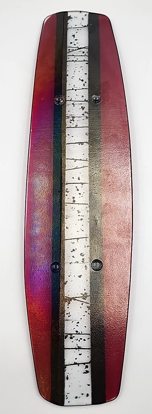 Chris Paulson Sushi Tray Fused Glass Red Iridescent Signed Art Platter