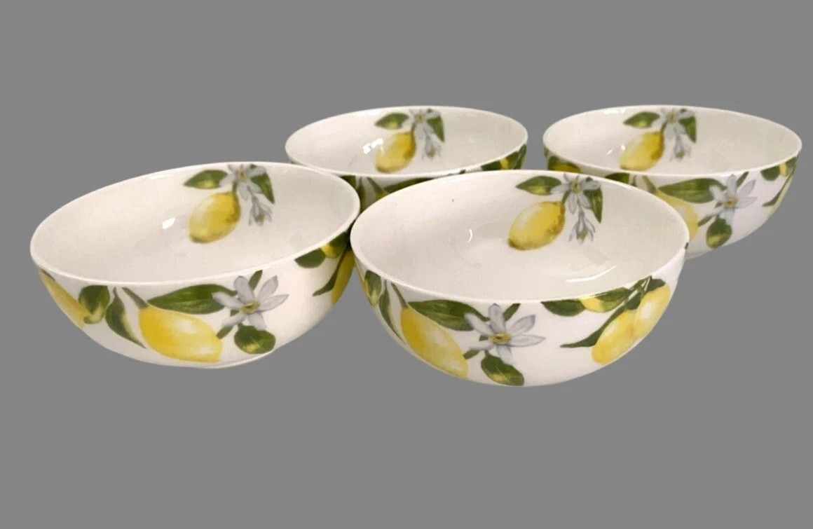 Mikasa Lemons Set of 4 Fruit Bowls Bone China 4.5″ Microwave Dishwasher Safe