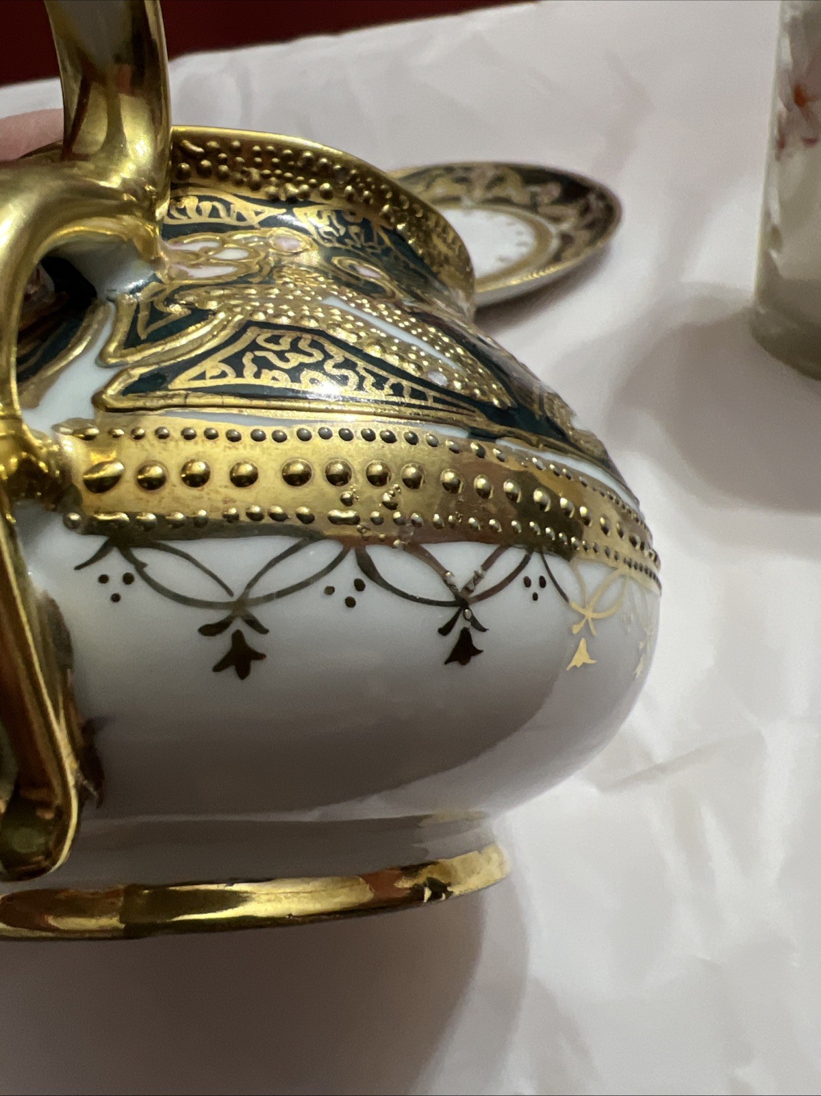 Nippon Hand Painted Creamer And Saucer