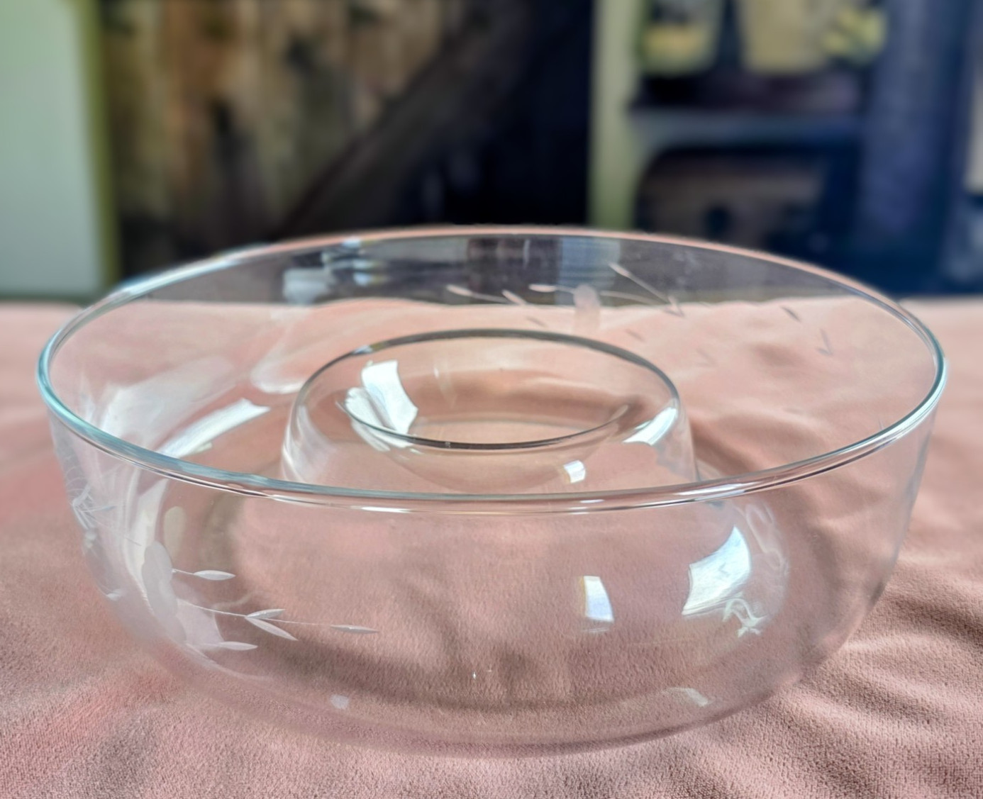 Vintage Princess House Heritage Crystal Chip & Dip Bowl #401 – Etched Glass 11″