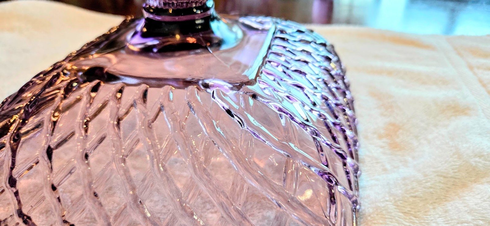 Vintage L.E. Smith Large Trellis Amethyst Purple Glass Compote Pedestal Bowl MCM
