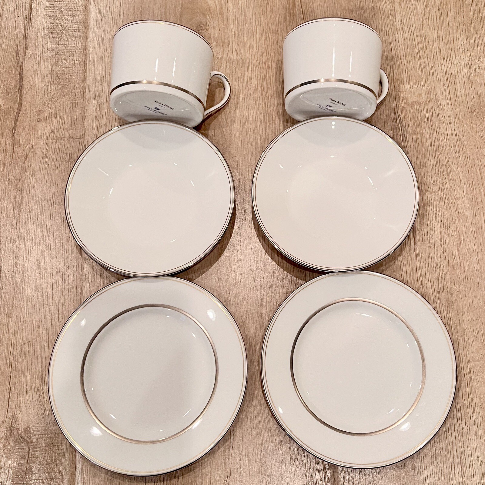 2 Sets Wedgwood VERA WANG Fidelity 3 PCs Place Setting – Tea Cup Saucer & Plates