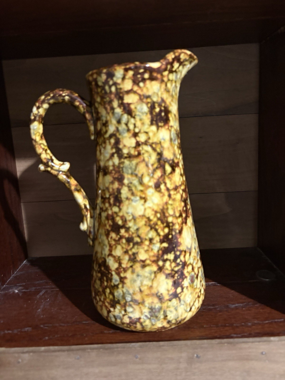 vintage studio art pottery Pitcher Signed 1972 9”