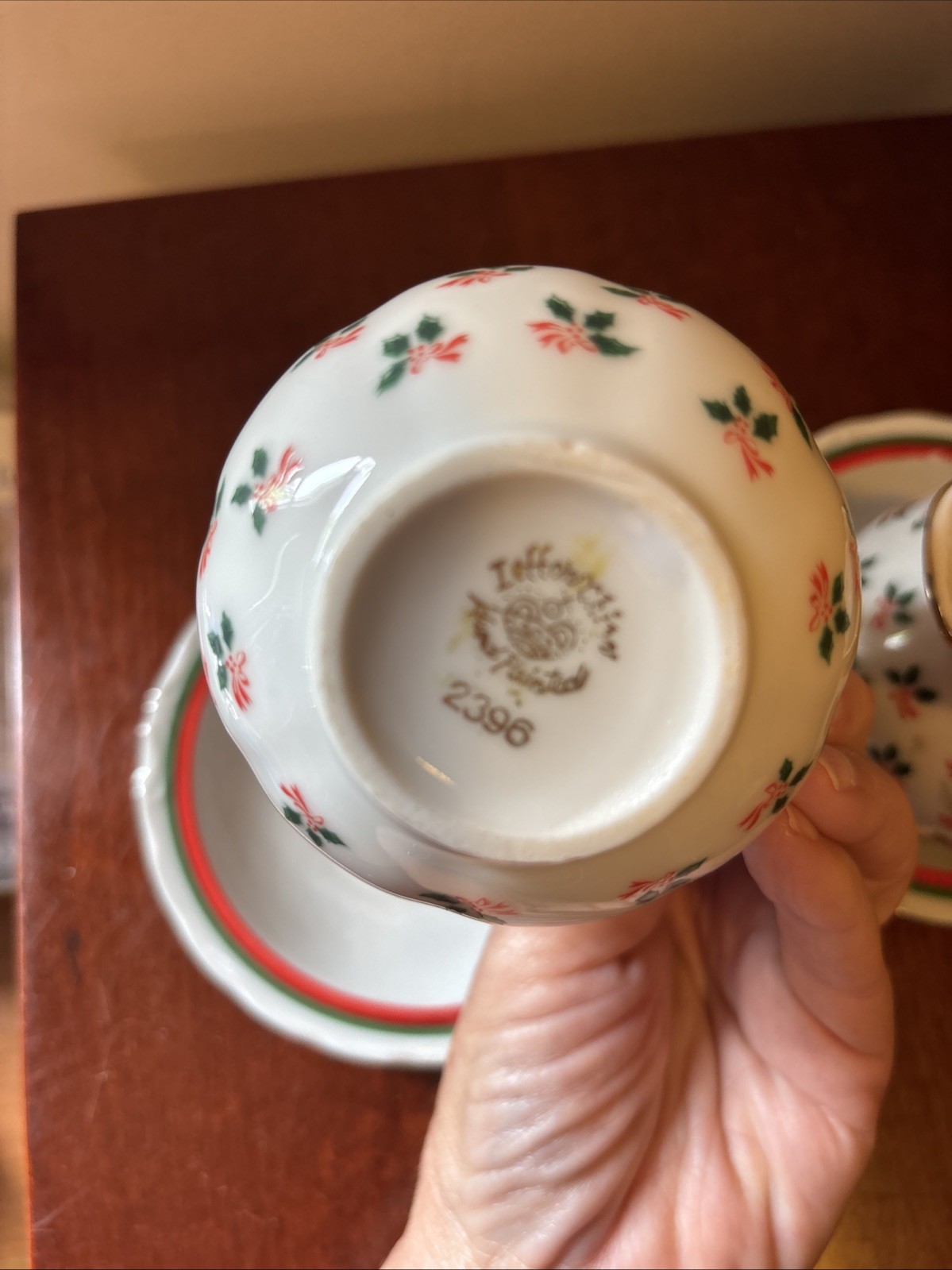 Mini Pitcher ,Creamer And Saucer Sets. Holly 2396, Lefton China Gold Trim – Pair