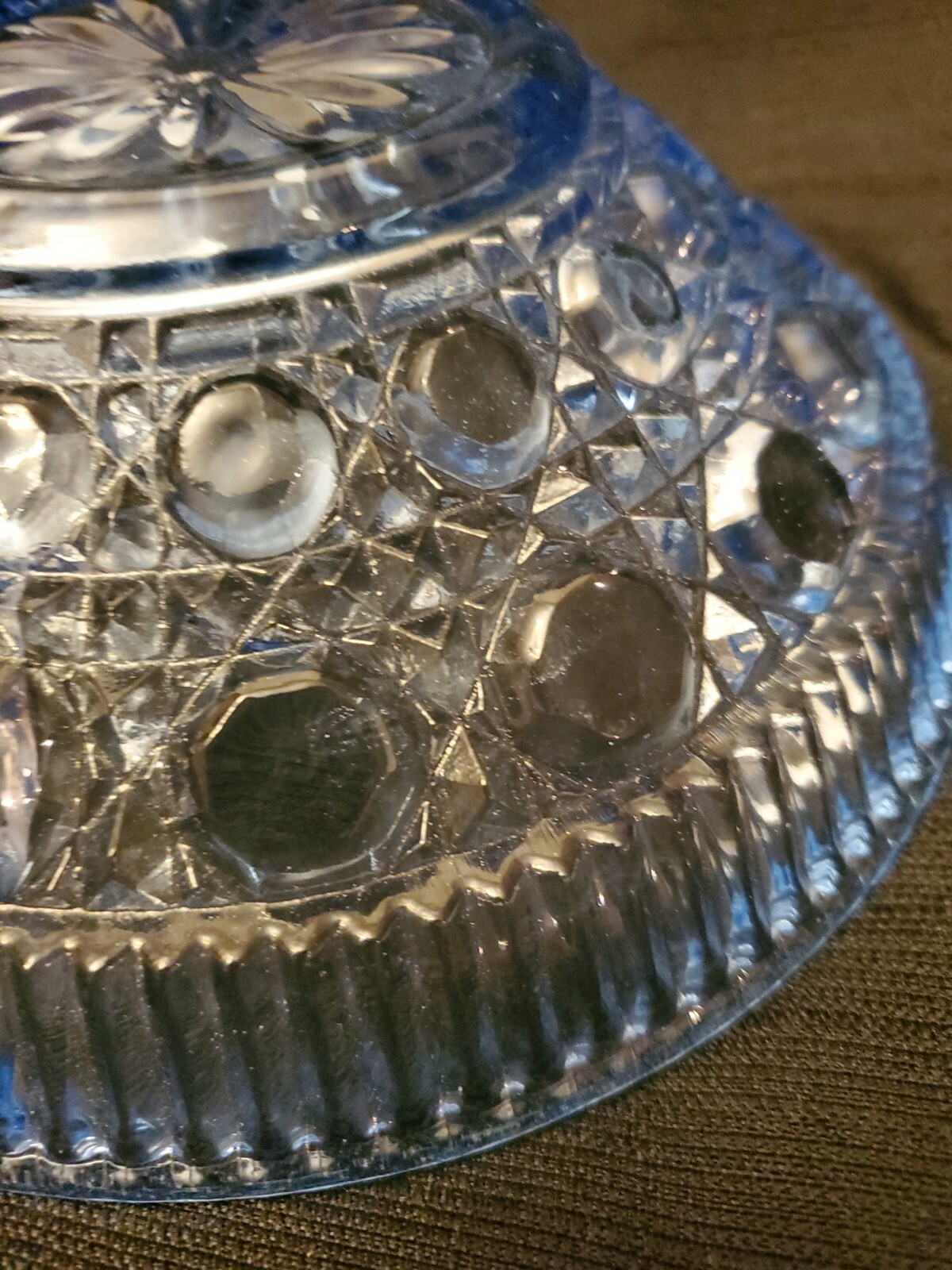 Vintage Blue Indiana Glass Windsor Royal Brighton Pattern Covered Candy Dish