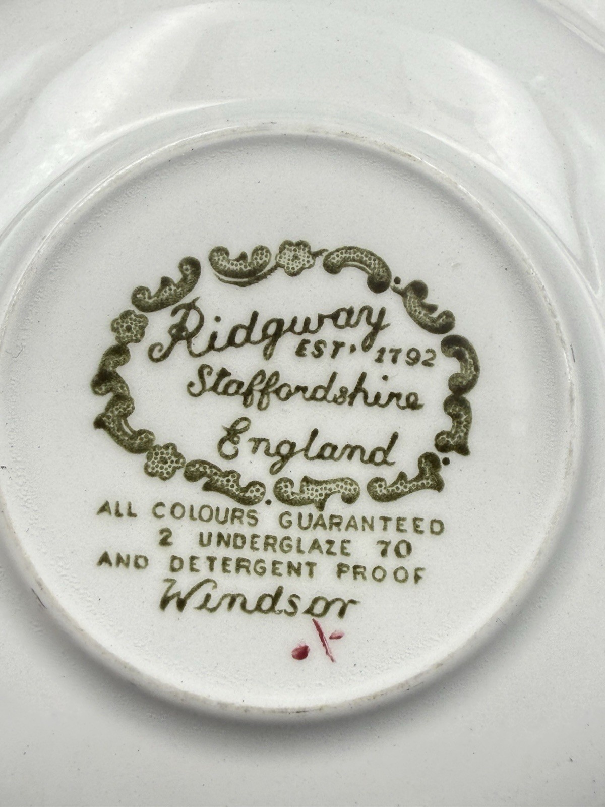Ridgway Staffordshire Windsor England Cup & Saucer Set Floral Green Brown Red