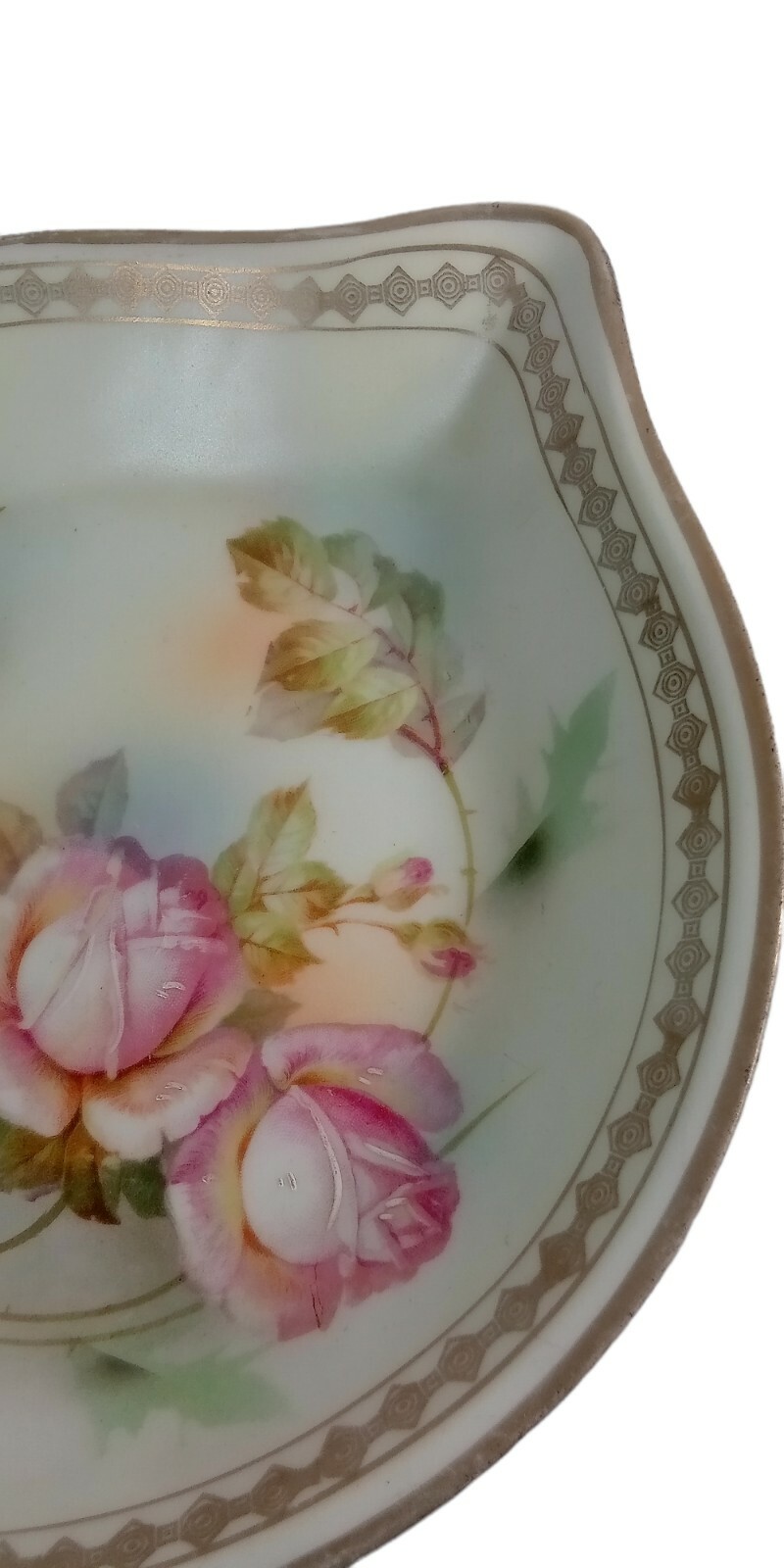 Porcelain Shallow Sauce Dish Pink Roses Germany