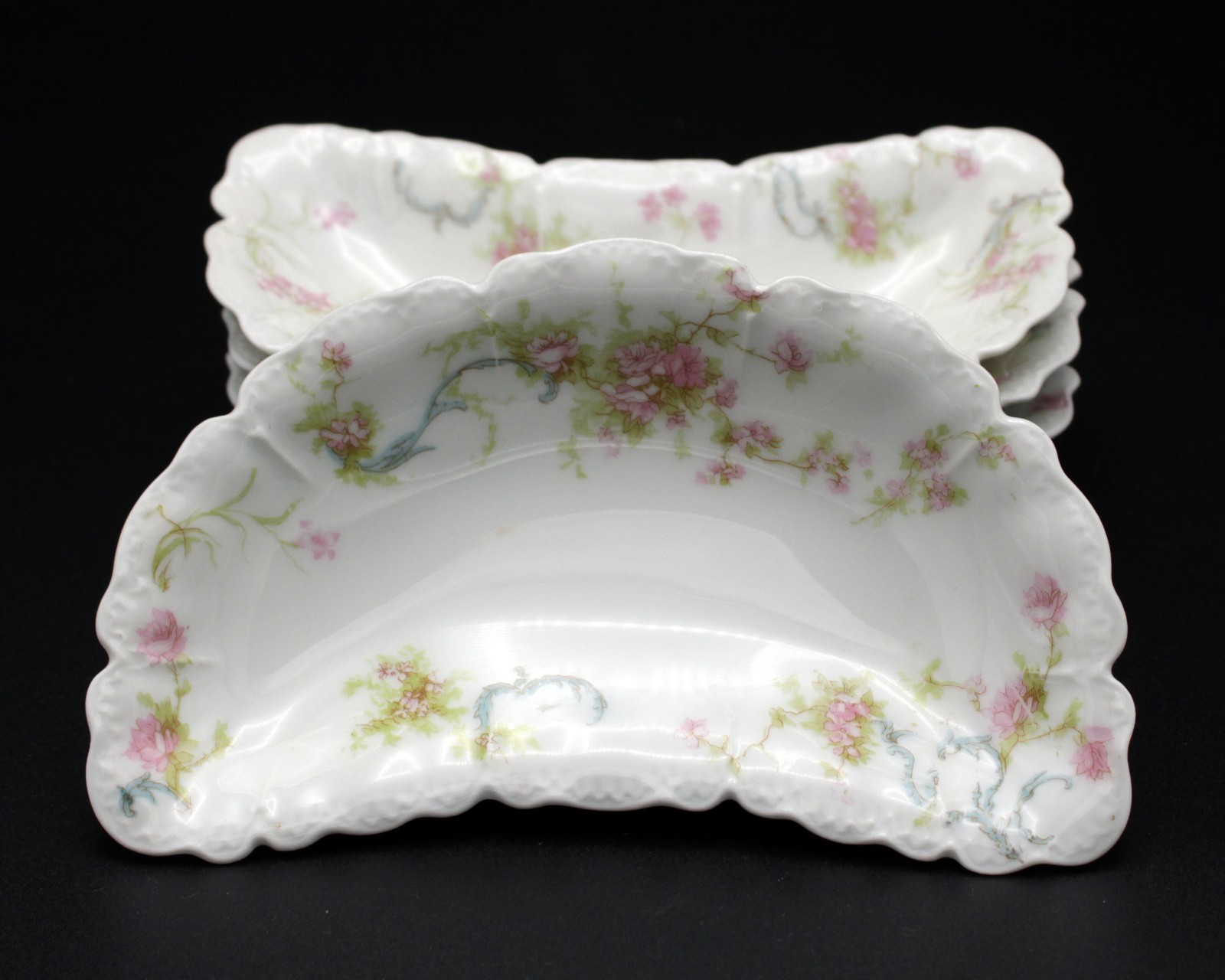 Haviland Limoges Princess Crescent Bone Dishes Set 4pc, Antique Schleiger 57B 6″