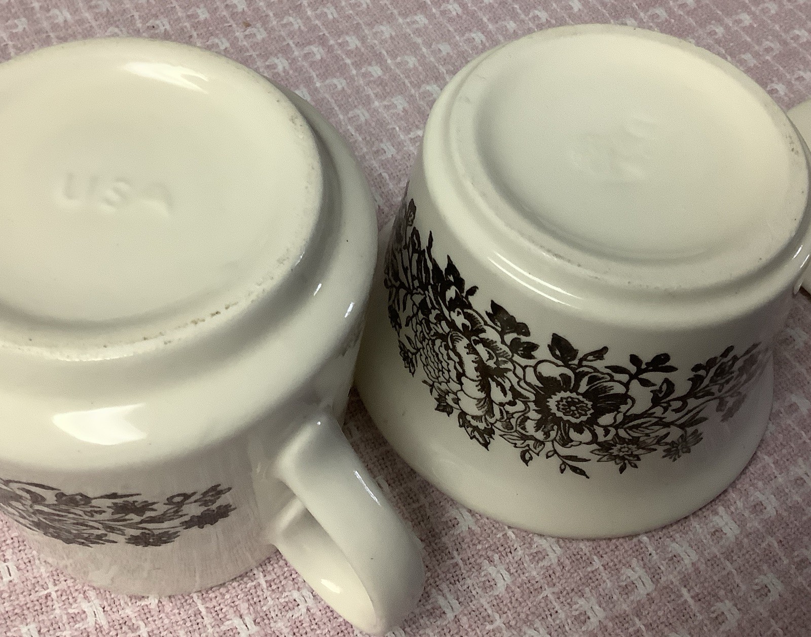 Creamer and Sugar Bowl with Lid Brown Floral, Made In USA, Vintage