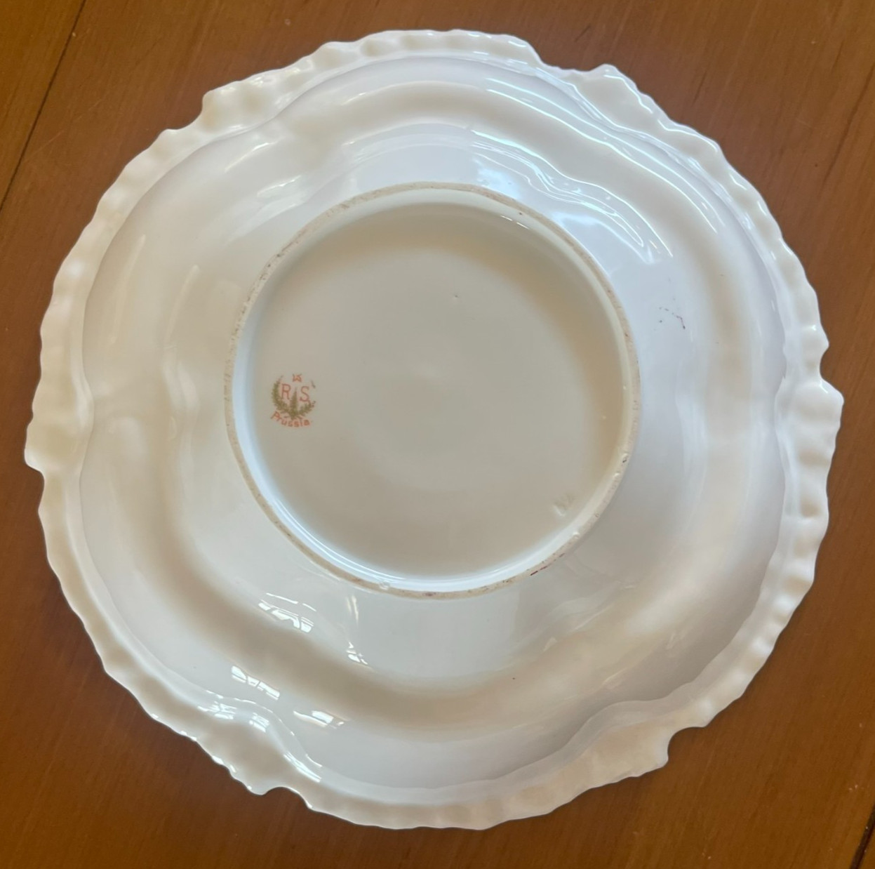 Antique RS Prussia Floral Pink Rose Blue Bowl Gold Trim 10.5”