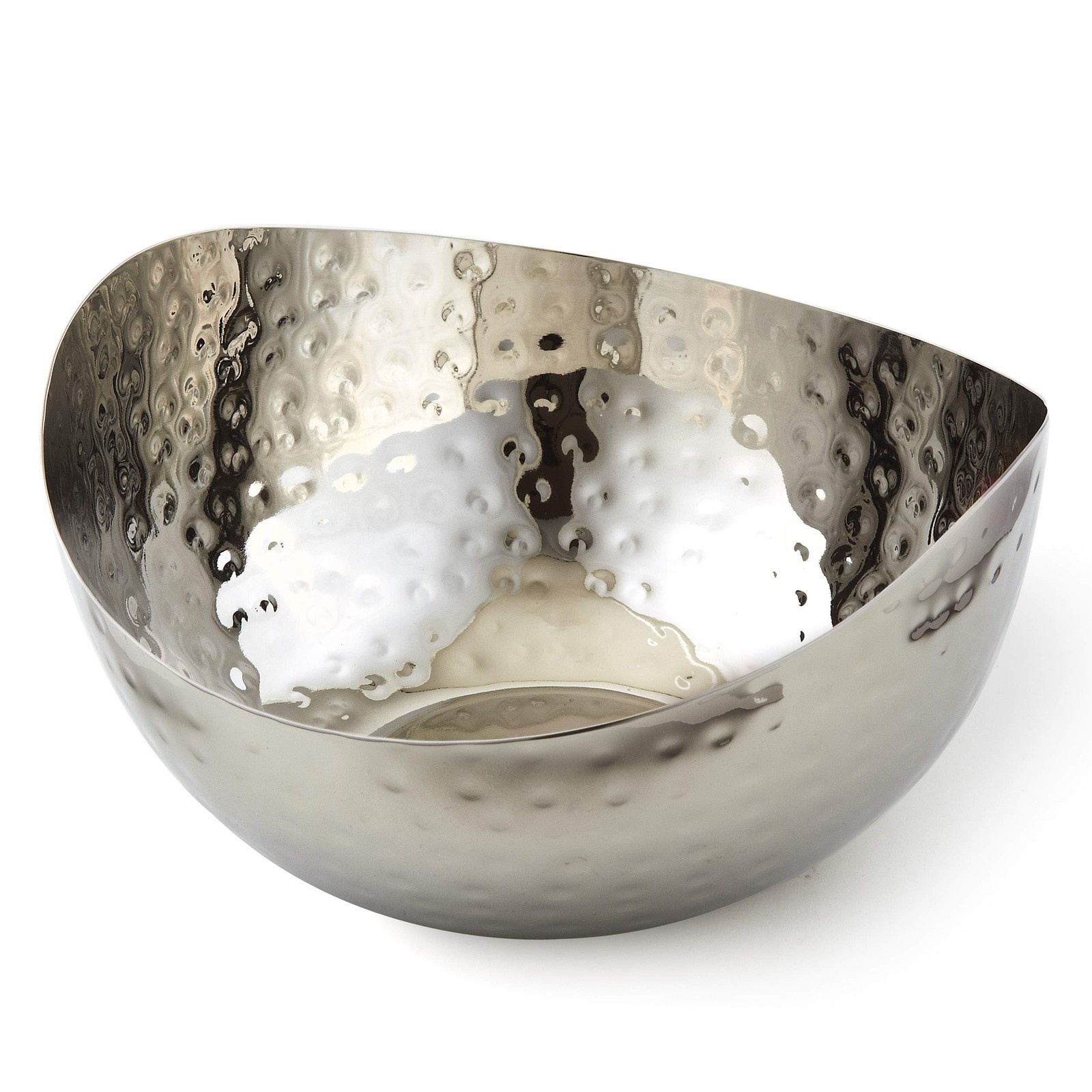 6″x6″ Silver Hammered Stainless Steel Wave Bowl Candy Dish Catch All Decor