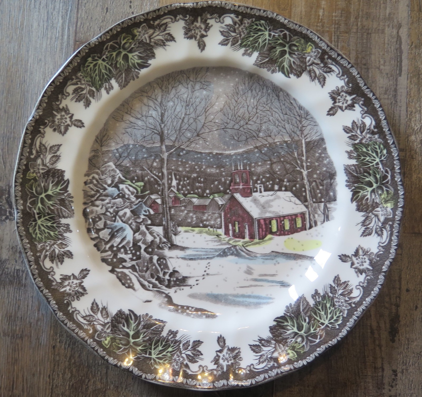 Lot 4 Johnson Bros China The Friendly Village Covered Bridge 9 3/4″ Dinner Plate