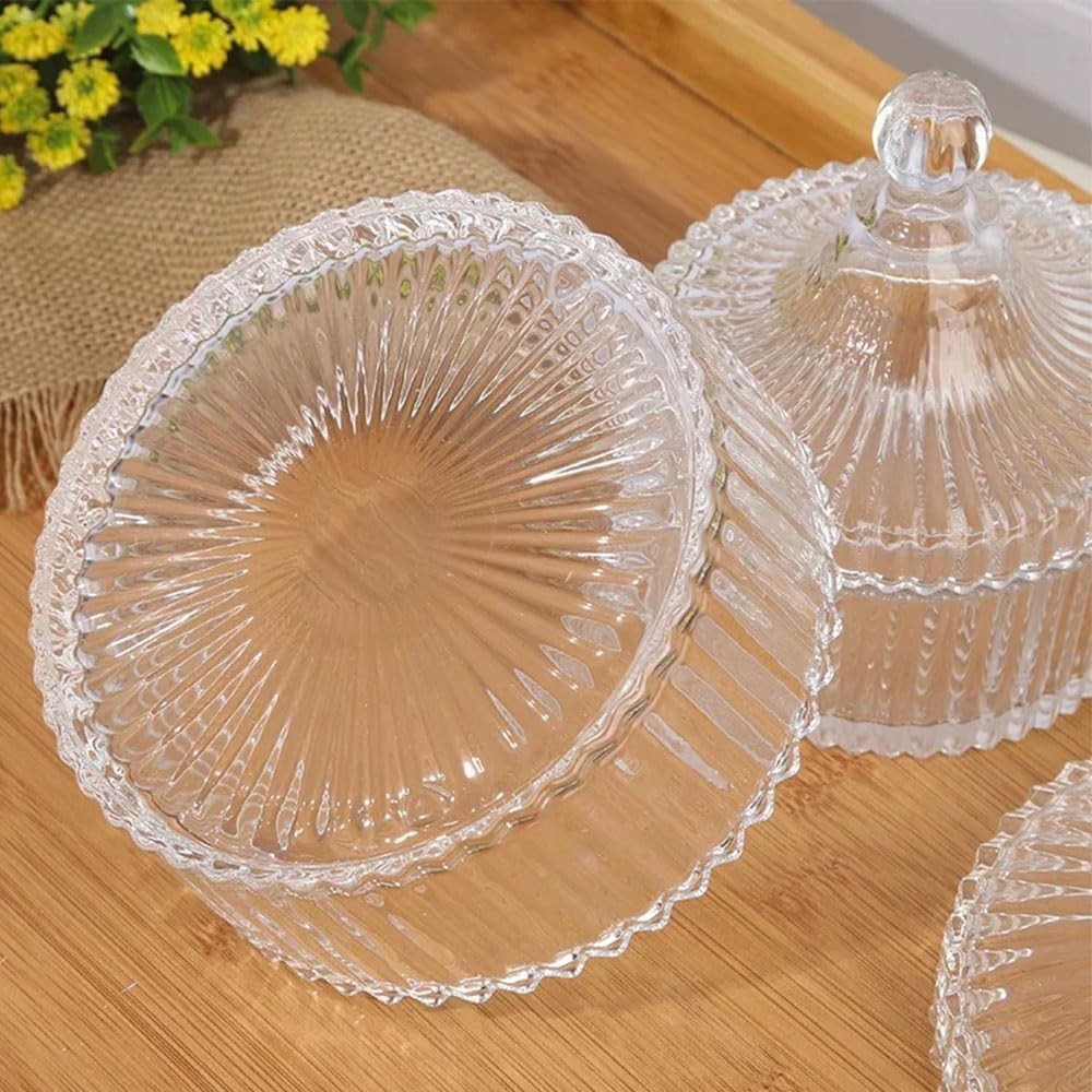 Glass Candy Dish with Lid, Vintage Candy Jars Buffet Easter Cookie Servers