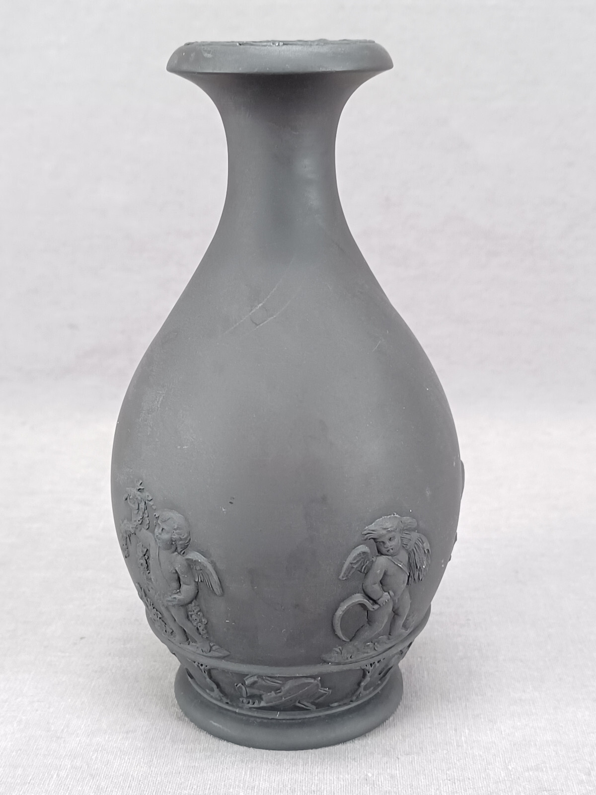 Wedgwood Neoclassical Cherubs Satyr Head Handle Black Basalt 5 7/8 Inch Jug