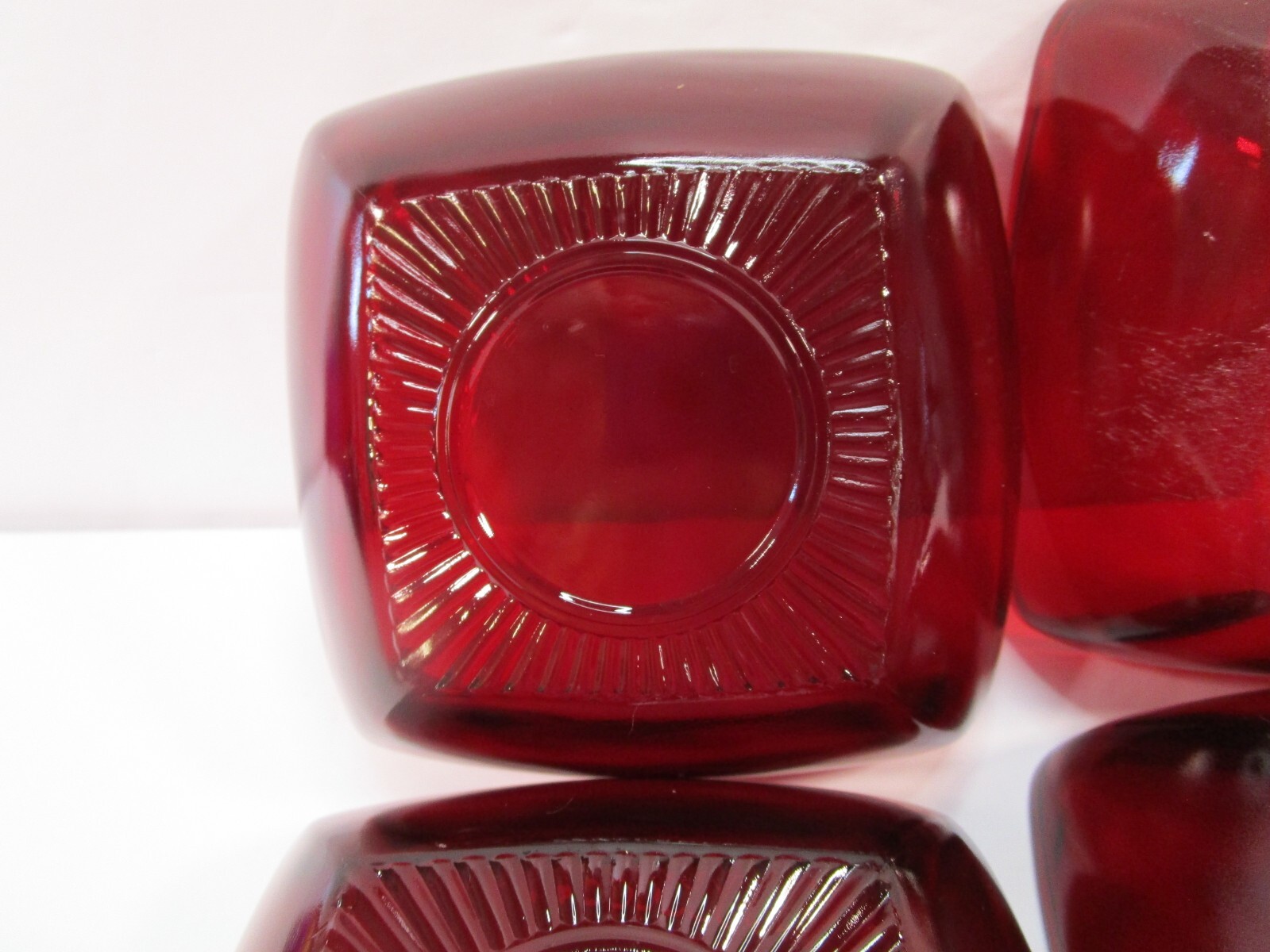 Anchor Hocking Royal Ruby Red Charm 4 Coffee Tea Cups W 4 Saucers 1950-1959 6 oz