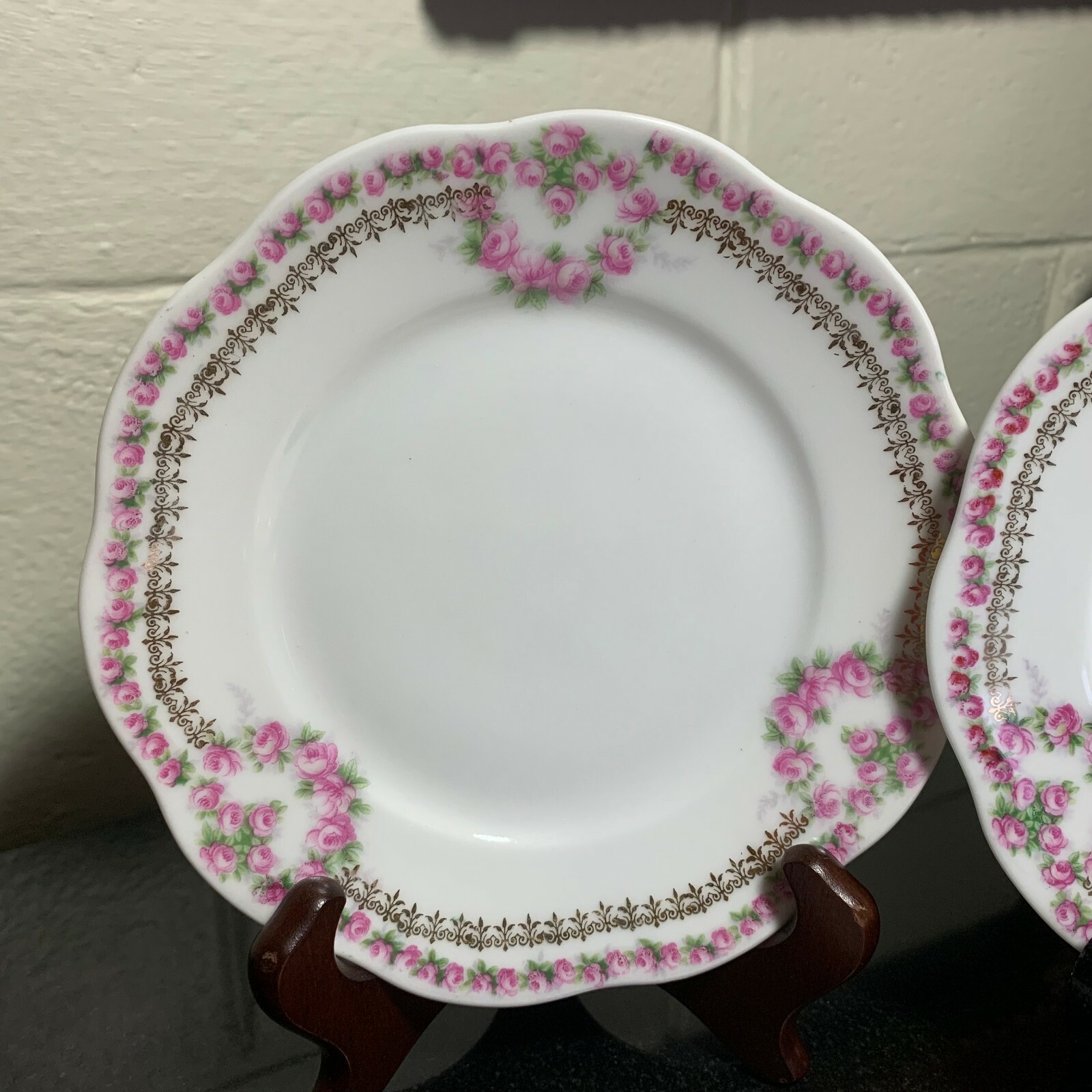 5 KPM Rose Garland or Swag 6 5/8″ Dessert Plates Made in Germany – Excellent