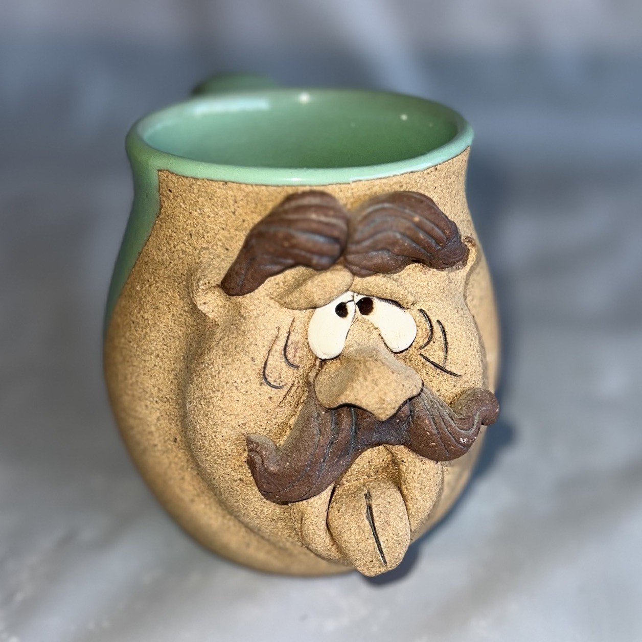 Vintage Studio Art 3D Pottery Ugly Face Mug – Tongue Out Yuck Funny Face