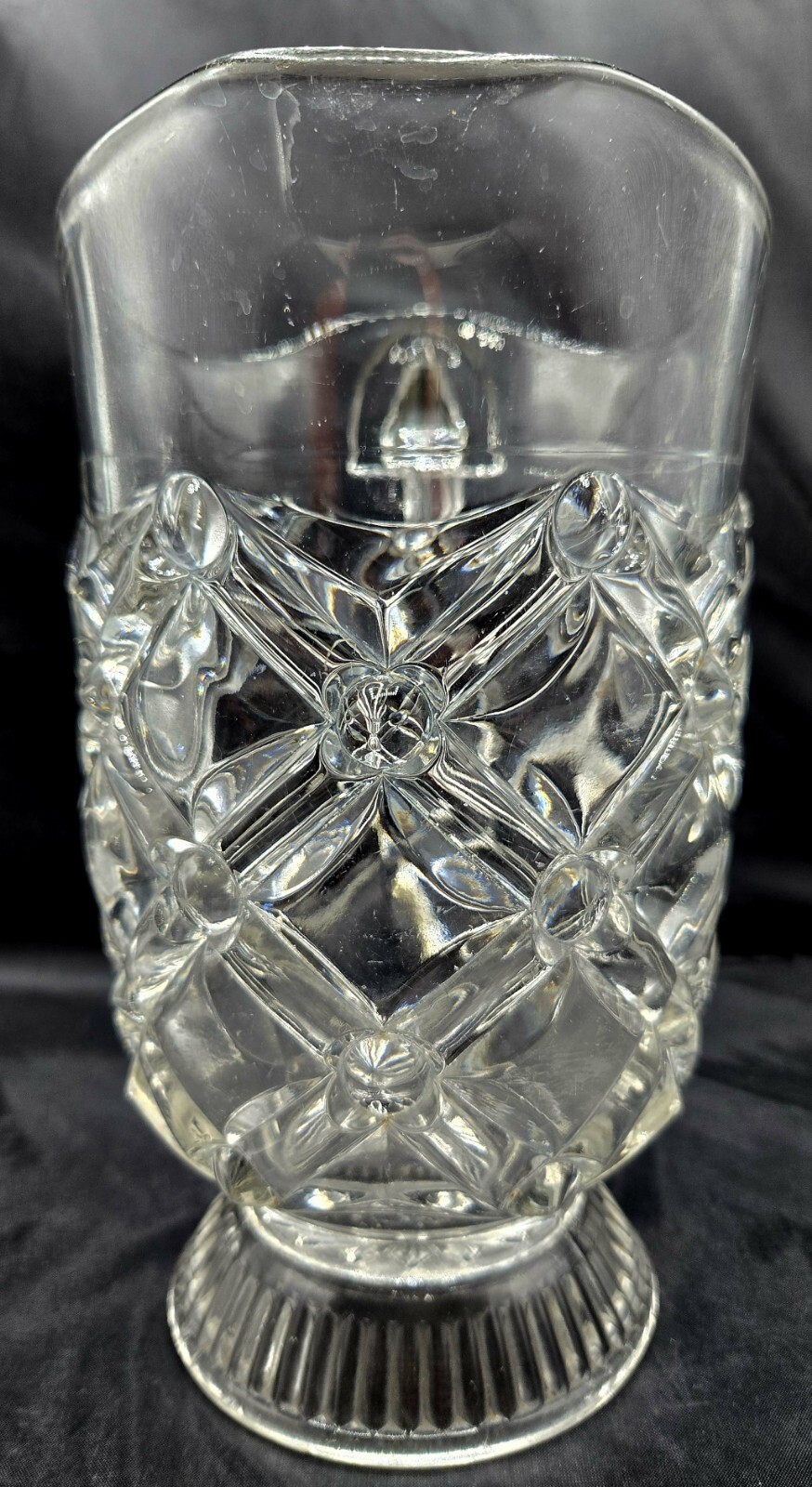 Bryce Higbee & Co. Clear Glass 9″ Pitcher Gem aka Nailhead EAPG c.1890 Victorian