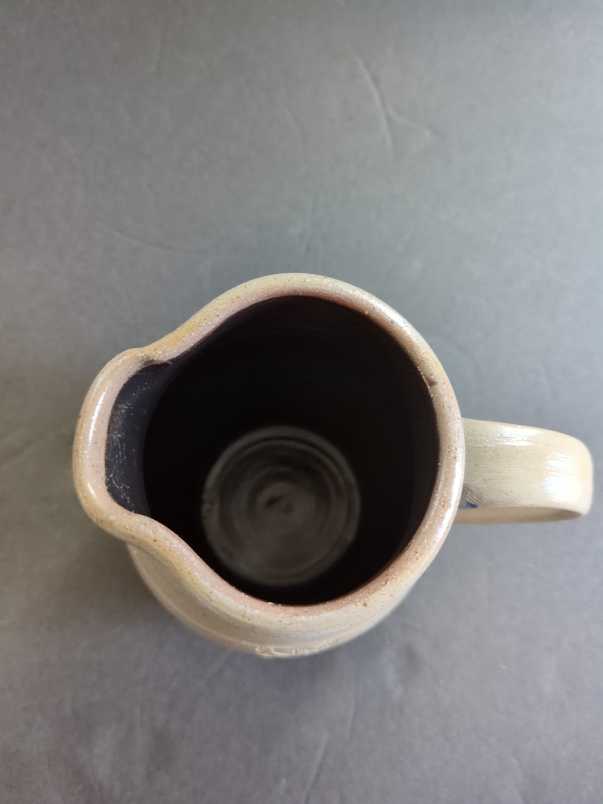 1992 ROWE Pottery BLUEBIRD Small Pitcher Vase Salt Glaze Gray Blue Bird Vintage