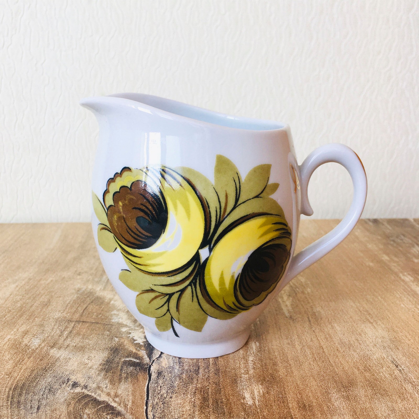 Vintage USSR Porcelain Creamer, Soviet Floral Milk Jug Cottagecore Kitchen Decor