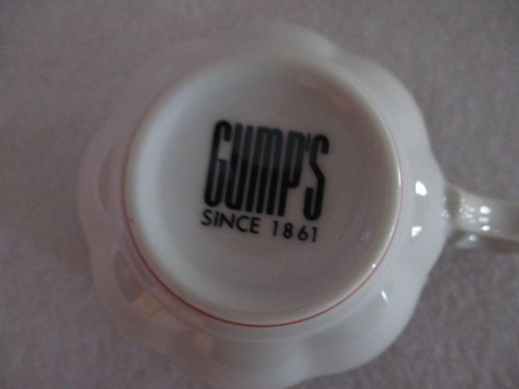 Gumps Kiku Coffee/ Tea Cup Blue & Rust Floral Gold Edge Excellent Multiple Avail