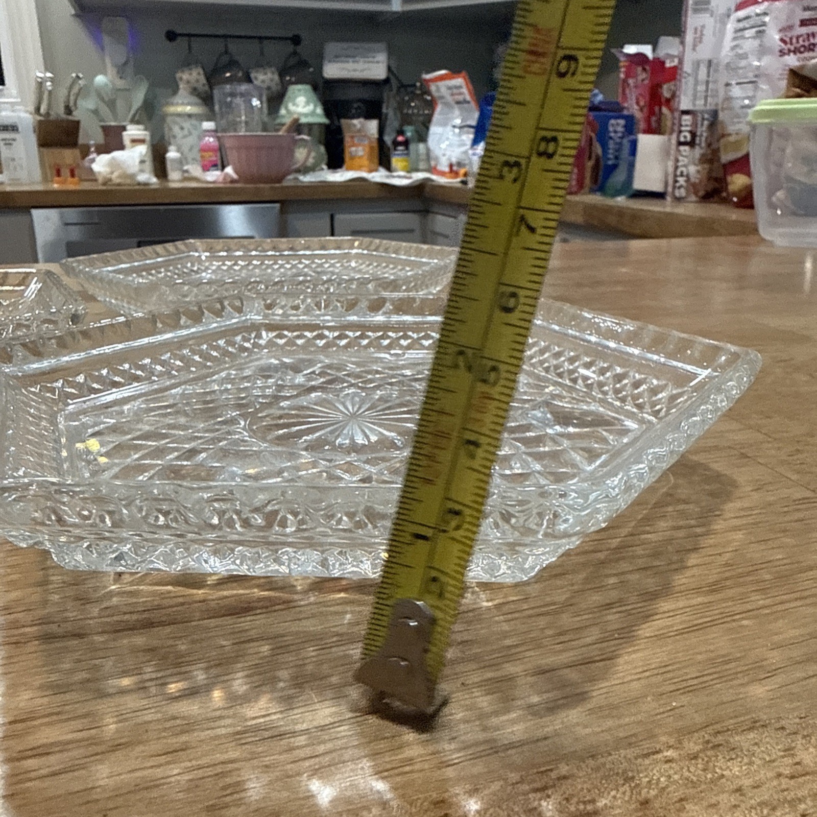 Anchor Hocking Wexford Diamond Glass Footed Hexagonal Shaped Dish Set of 3 ~1963